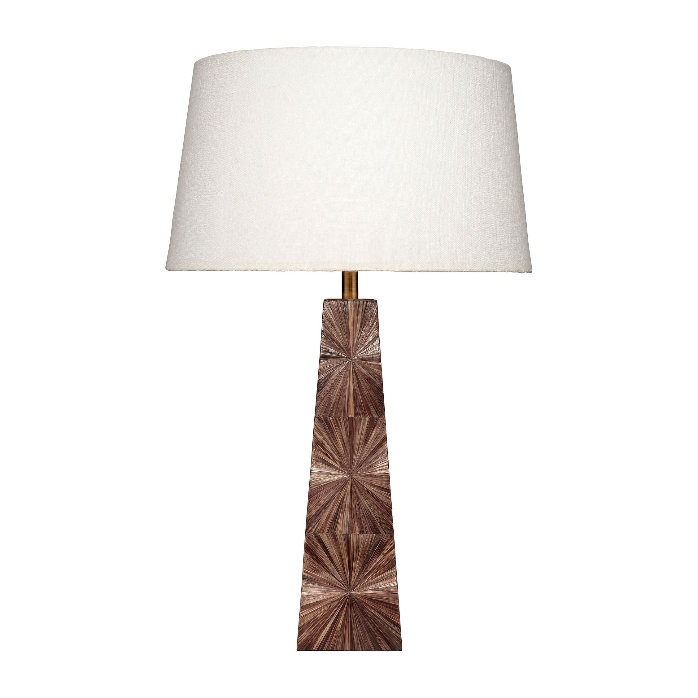 Palm Marquetry Table Lamp with Linen Shade by Jamie Young