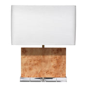 Parallel Burl Wood Table Lamp with Linen Shade by Jamie Young