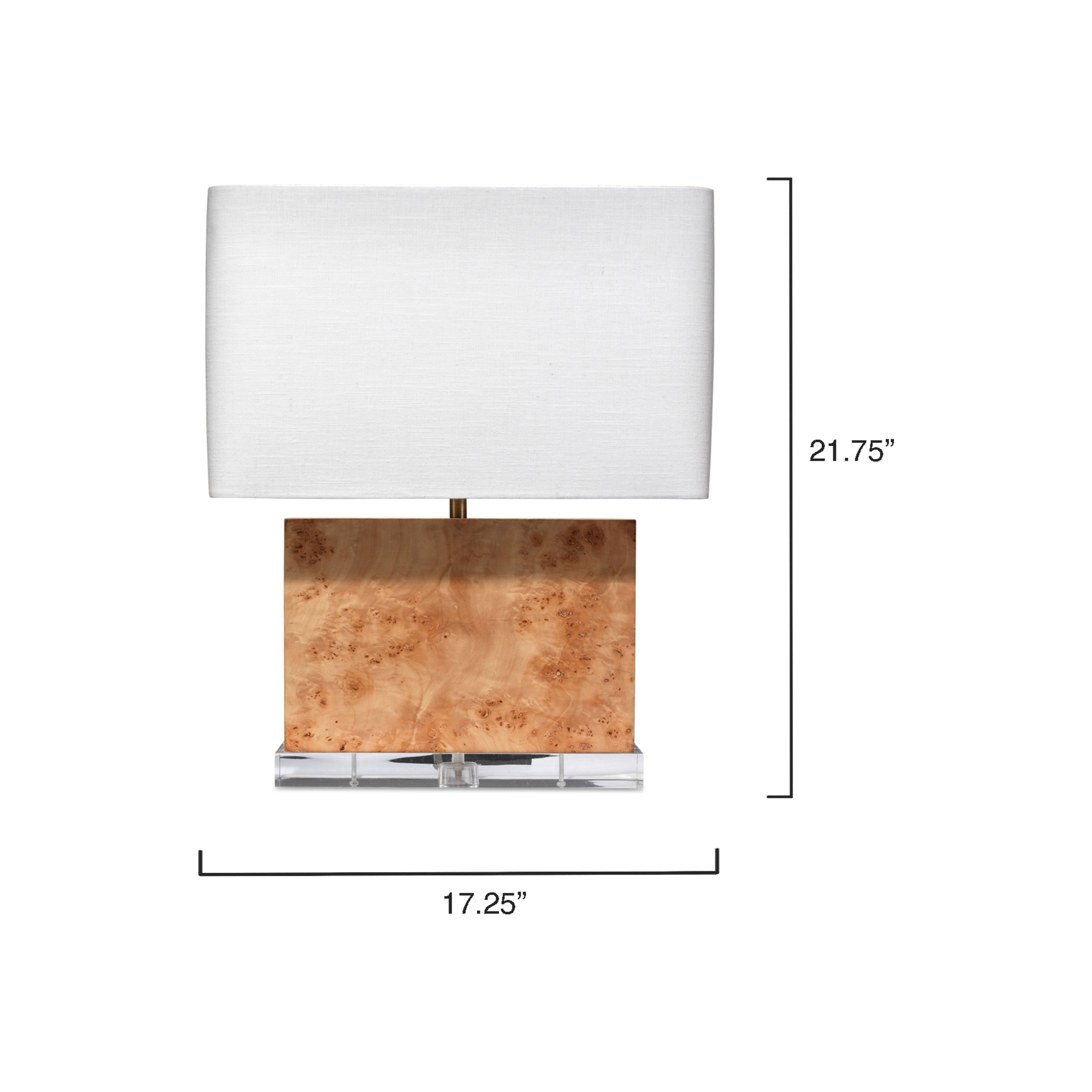 Parallel Burl Wood Table Lamp with Linen Shade by Jamie Young