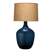 Plum Jar Glass Table Lamp with Burlap Shade, Blue by Jamie Young