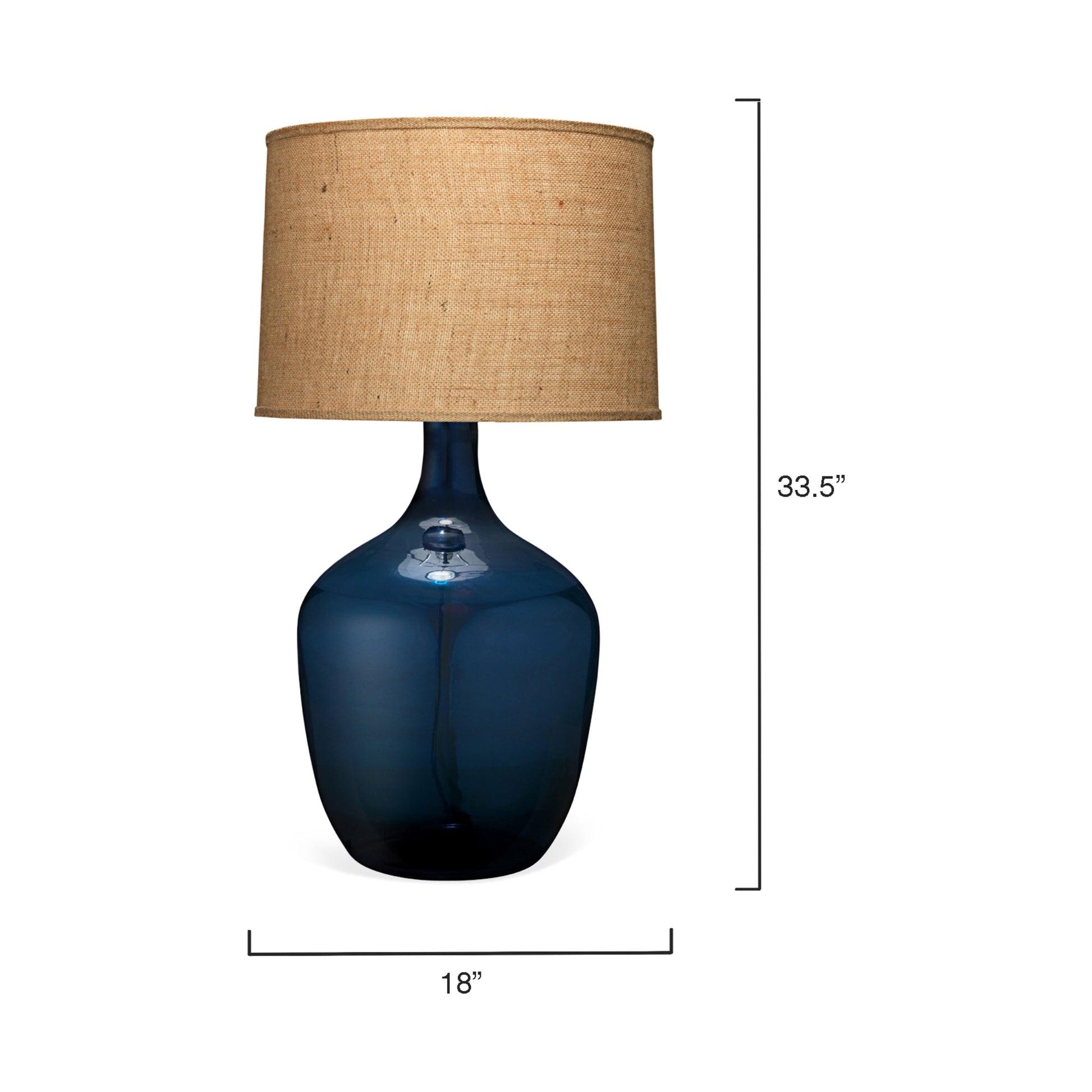 Plum Jar Glass Table Lamp with Burlap Shade, Blue by Jamie Young