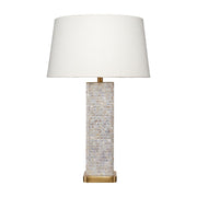 Preston Mother of Pearl Table Lamp with Linen Shade by Jamie Young