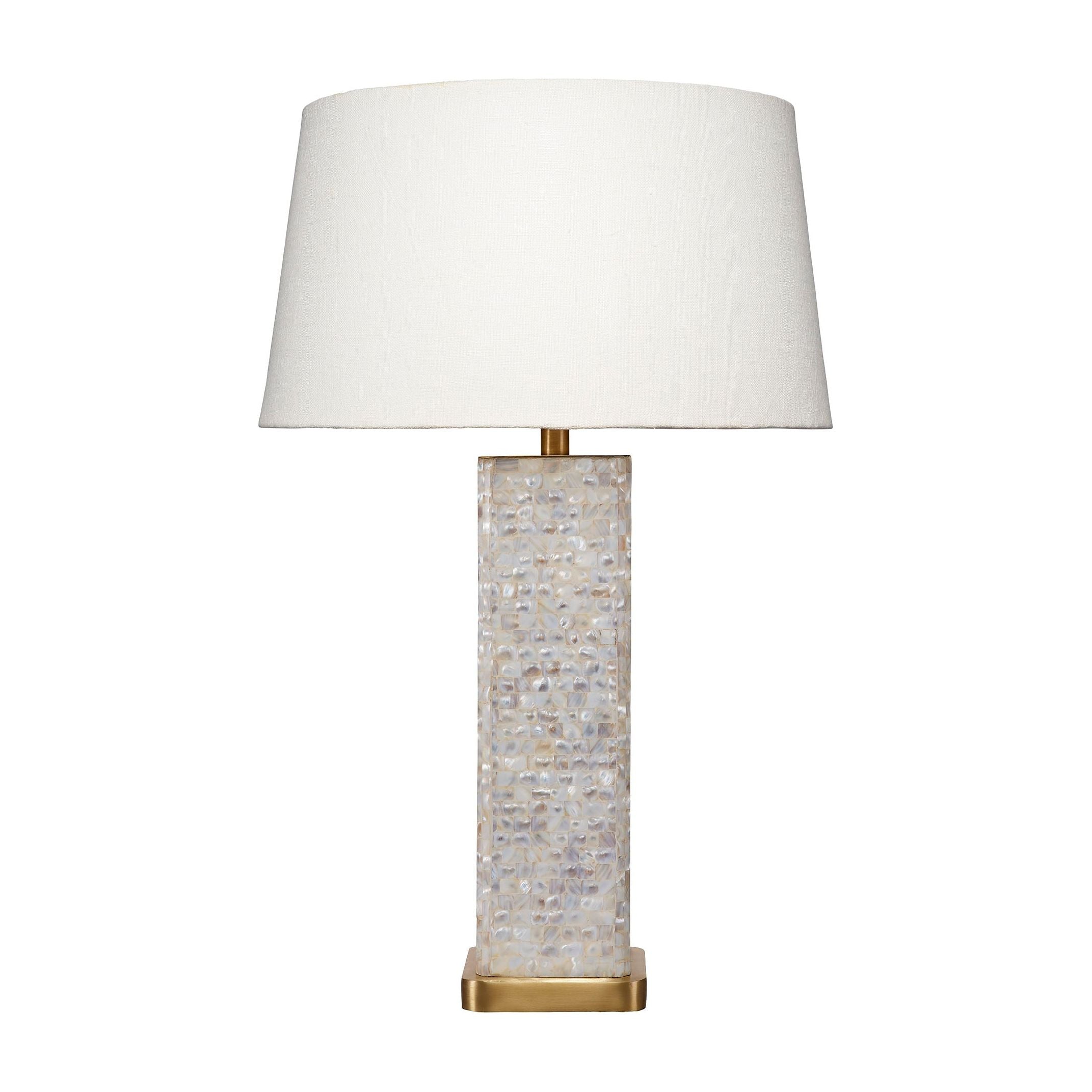 Preston Mother of Pearl Table Lamp with Linen Shade by Jamie Young