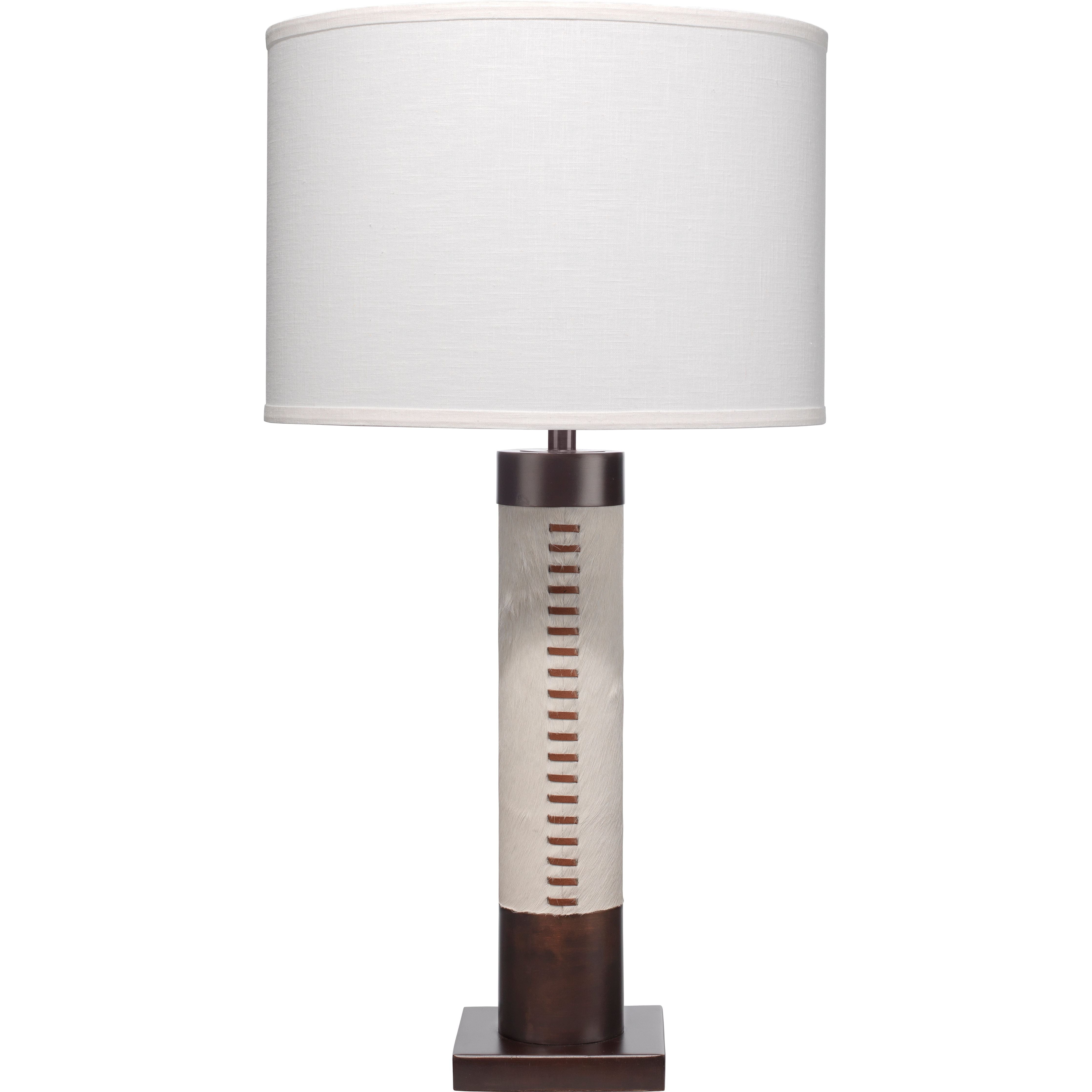 Sheridan Ox Hide Table Lamp with Linen Shade by Jamie Young