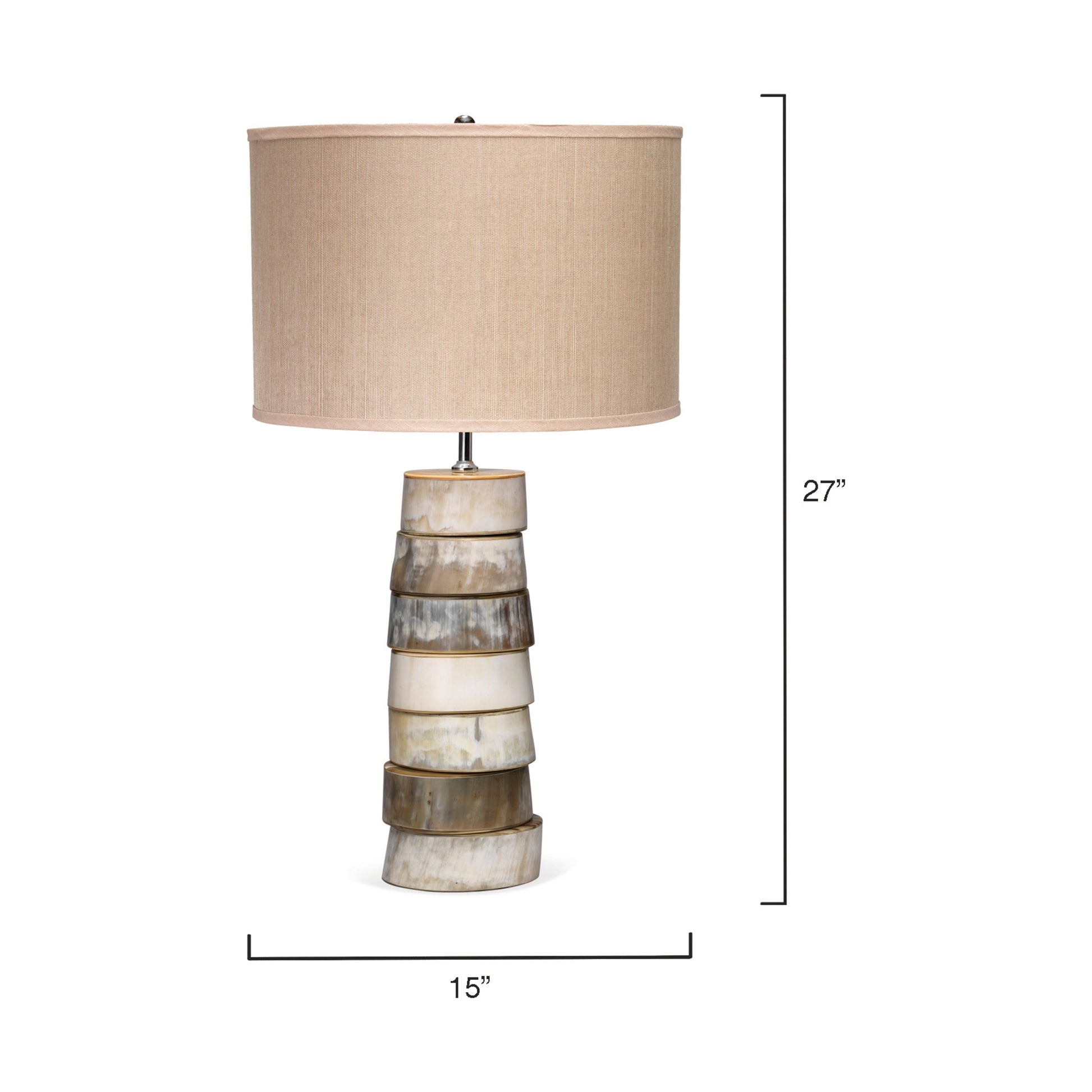 Stacked Horn Table Lamp with Elephant Drum Shade by Jamie Young