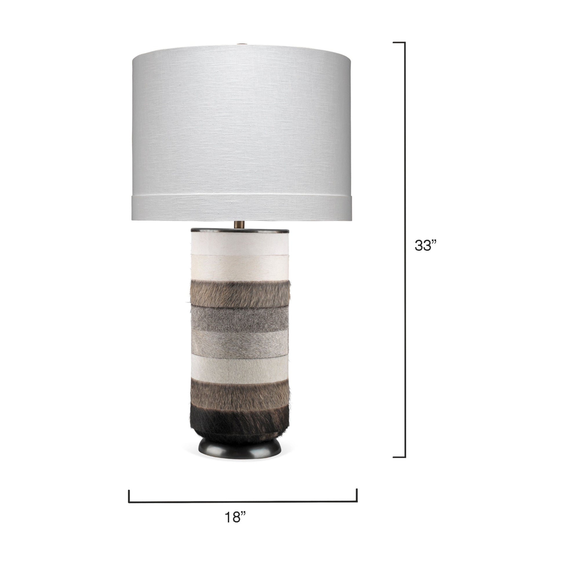 Winslow Hide Table Lamp with Linen Shade, Grey and White by Jamie Young