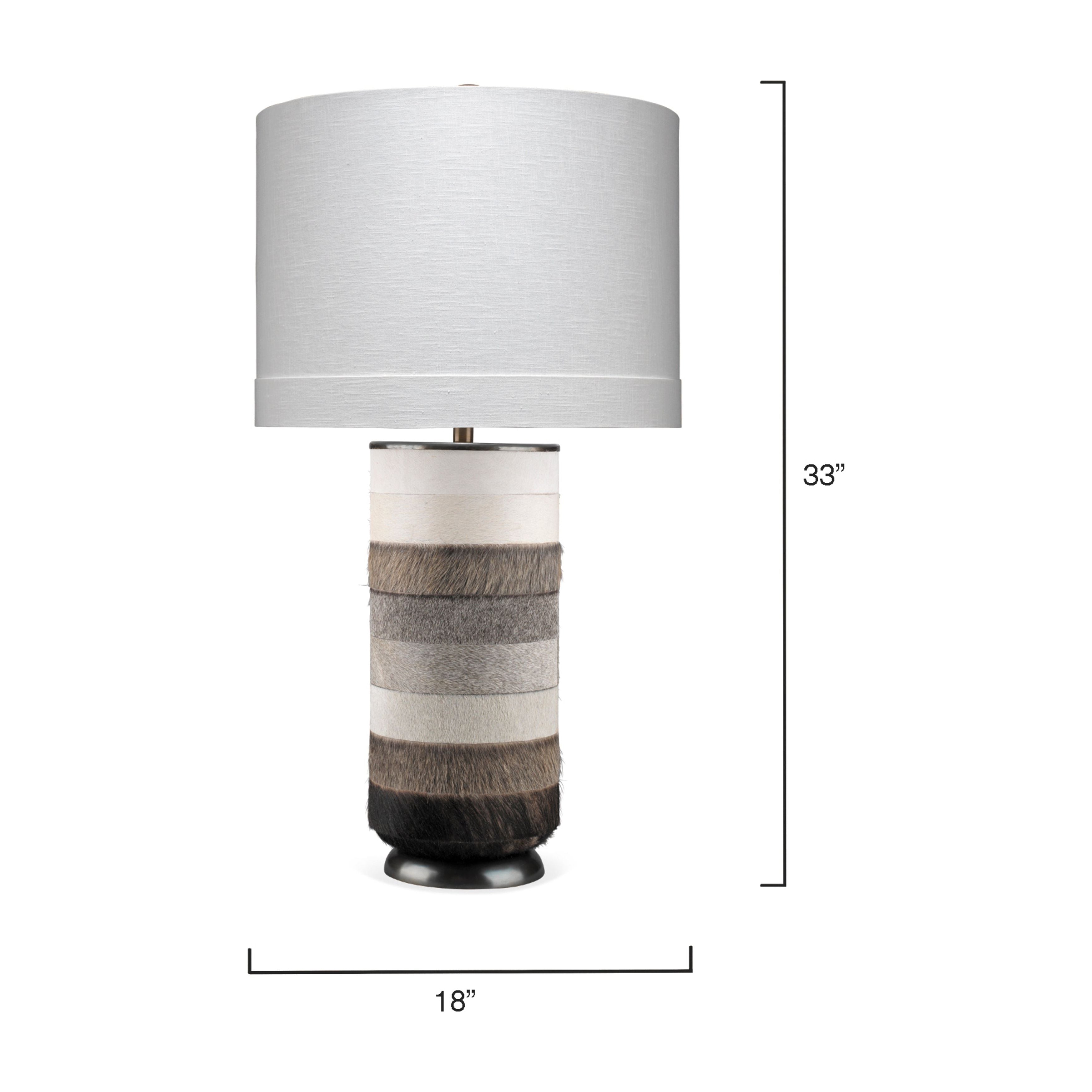 Winslow Hide Table Lamp with Linen Shade, Grey and White by Jamie Young