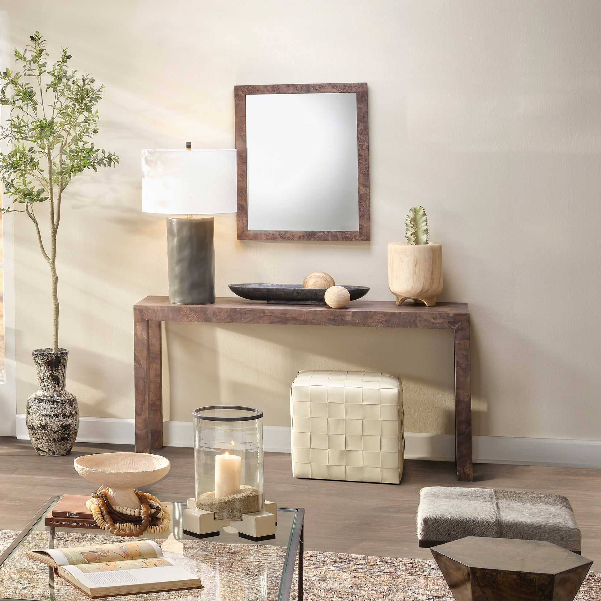 Archer Burl Wood Console by Jamie Young