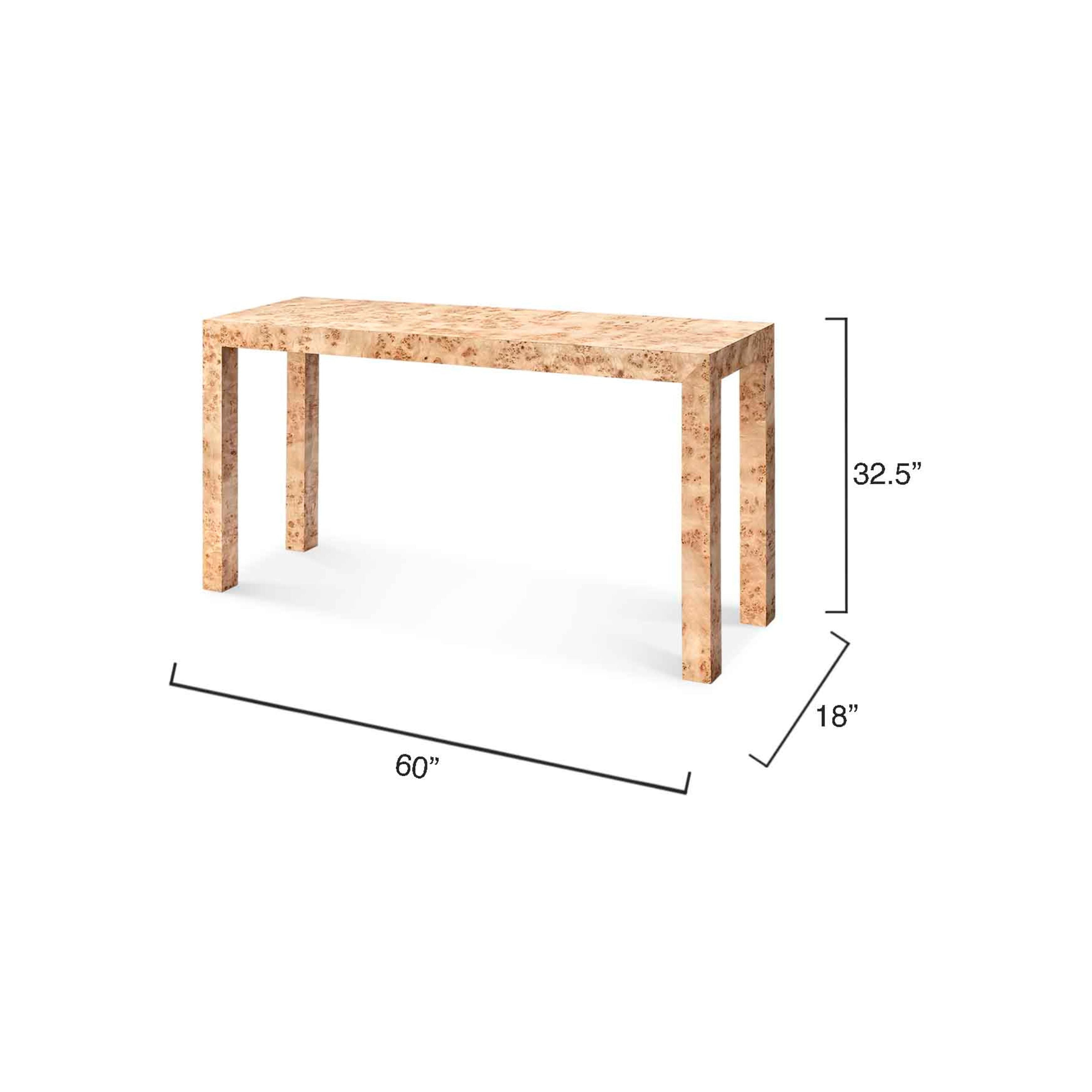 Archer Burl Wood Console by Jamie Young