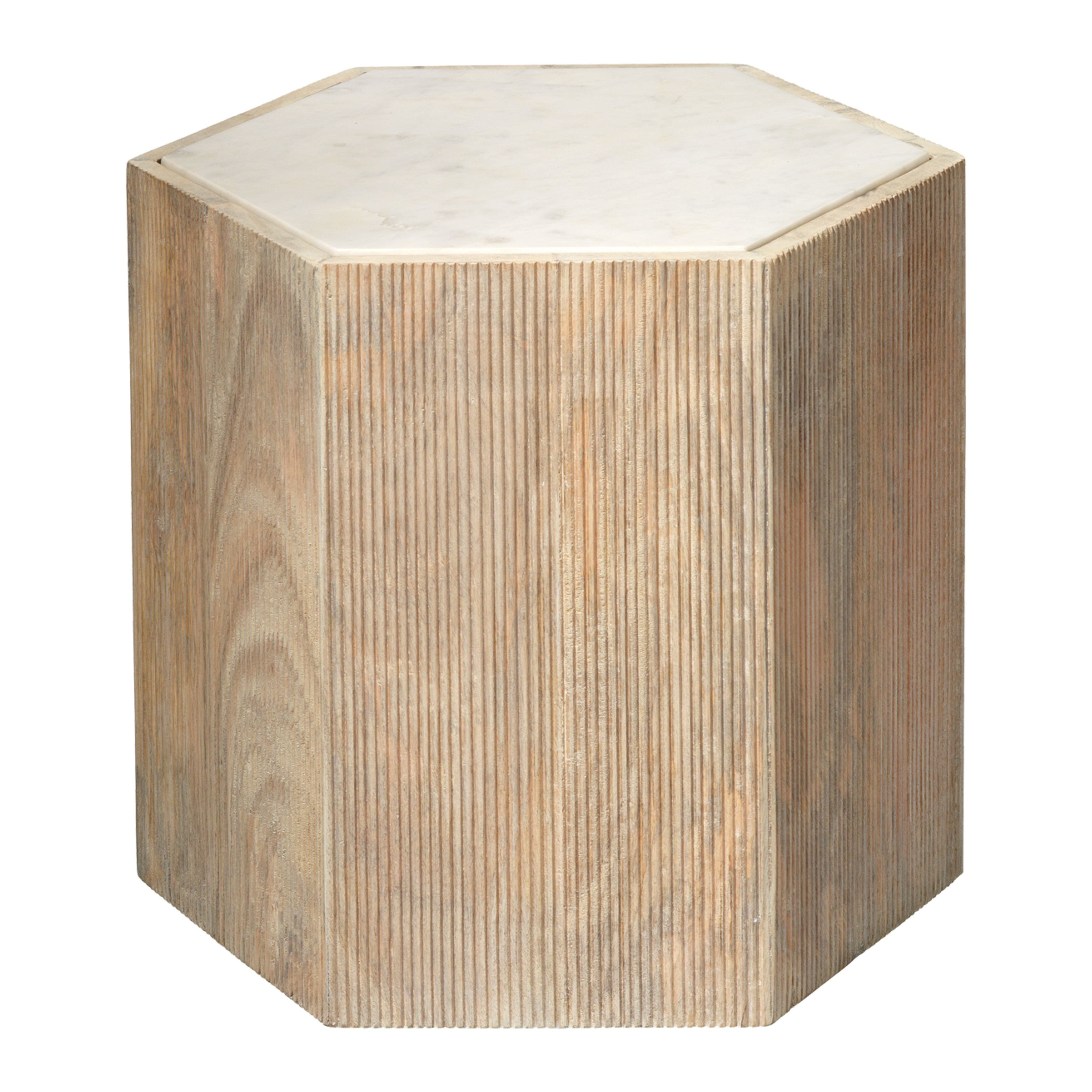 Argan Wood Hexagon Table by Jamie Young