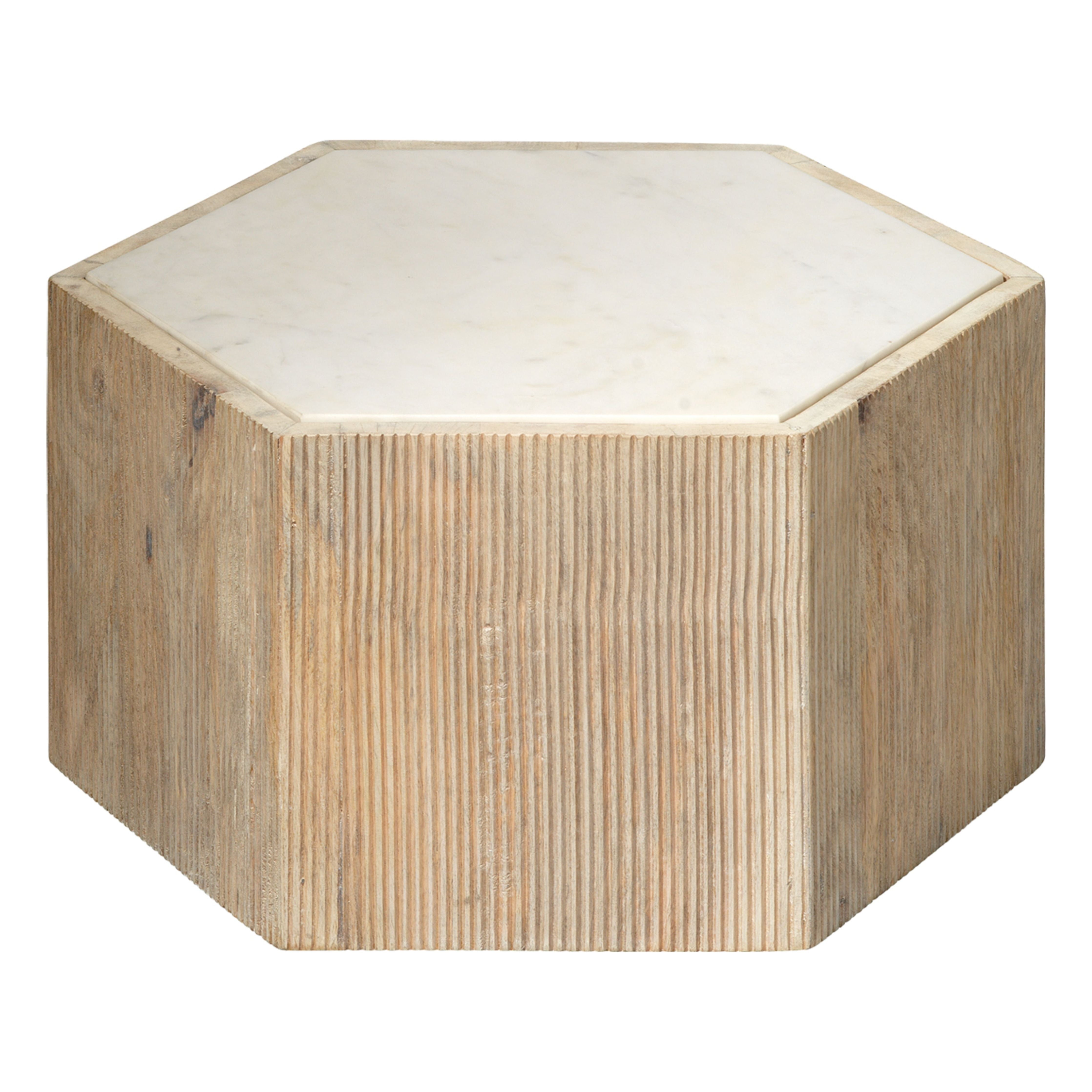 Argan Wood Hexagon Table by Jamie Young