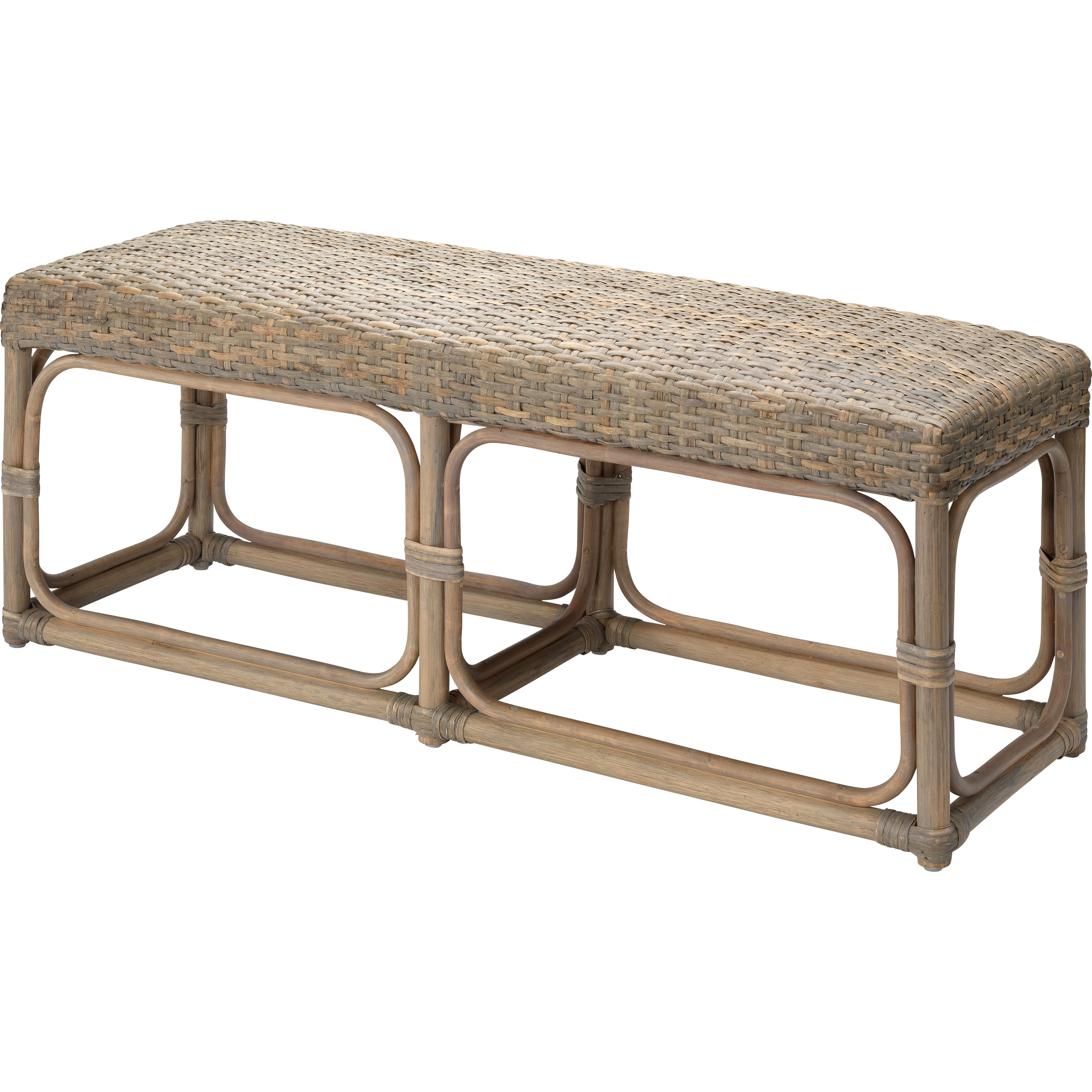 Avery Rattan Bench, Grey by Jamie Young