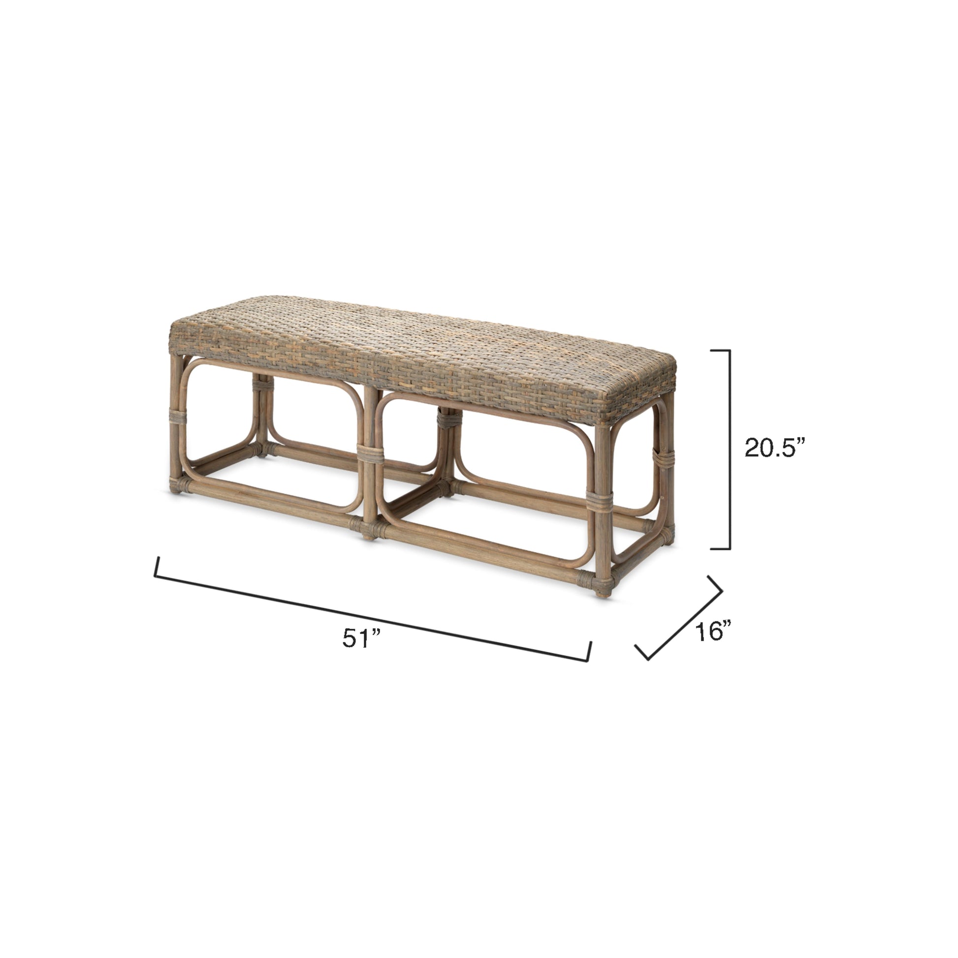 Avery Rattan Bench, Grey by Jamie Young