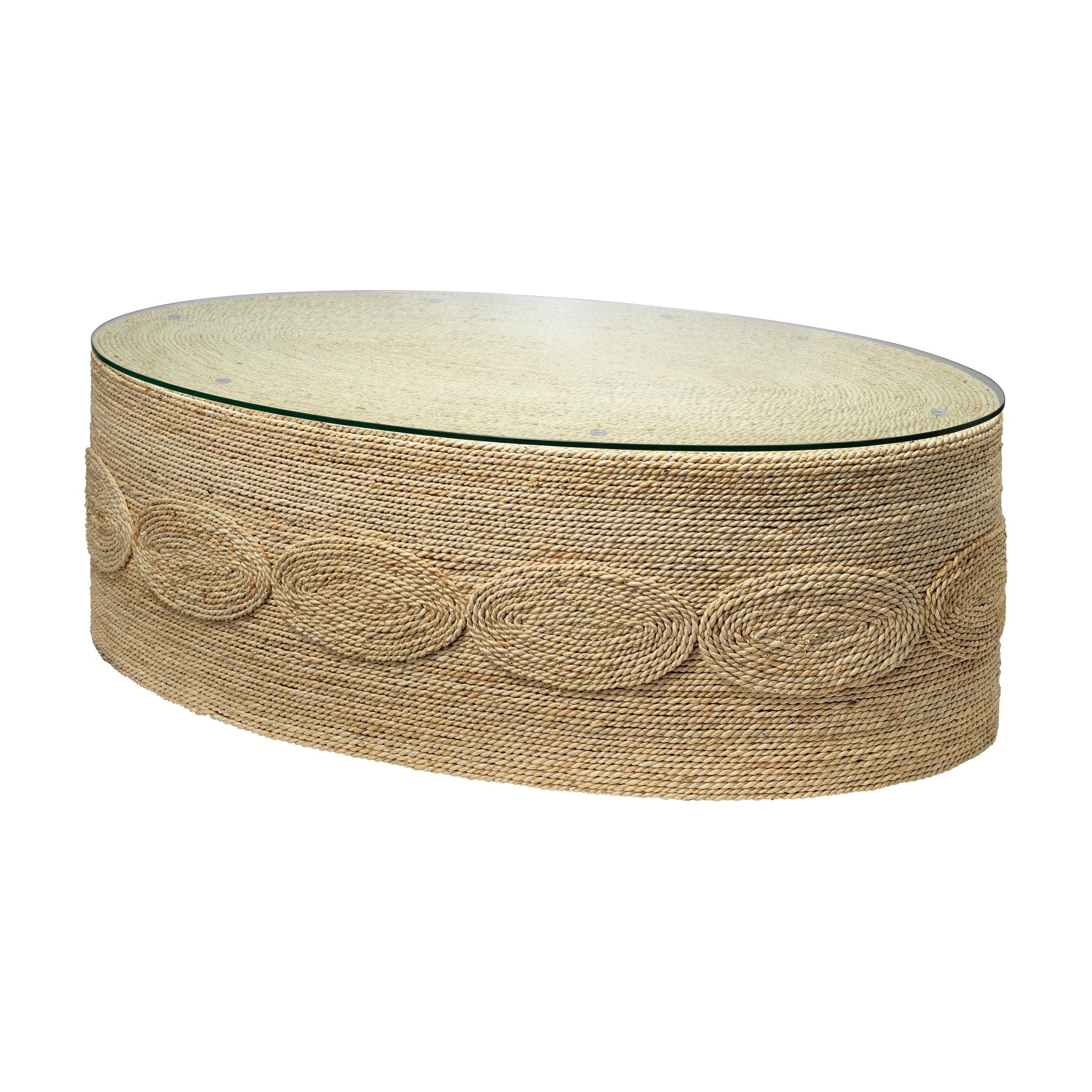 Barbados Oval Corn-Straw Coffee Table by Jamie Young