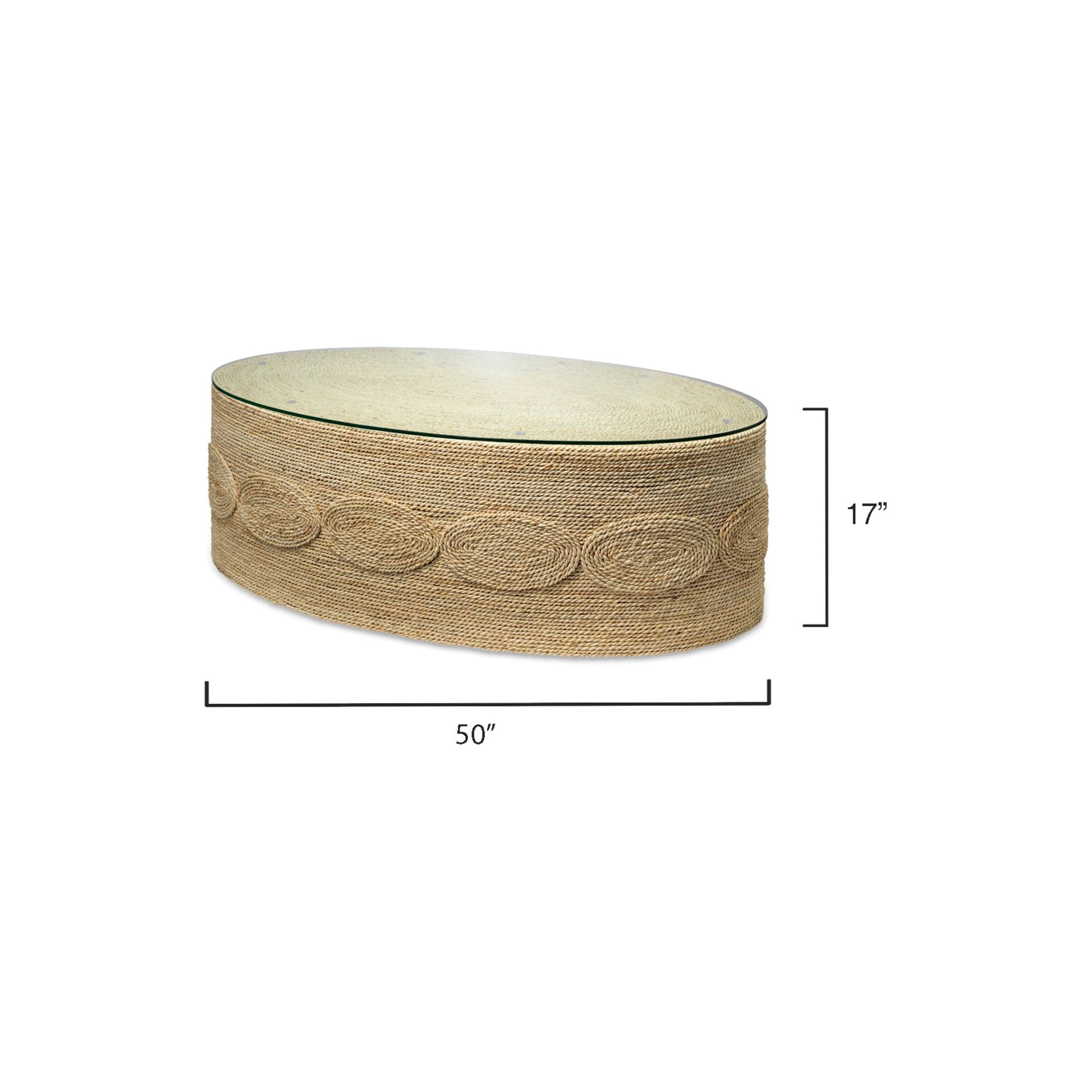 Barbados Oval Corn-Straw Coffee Table by Jamie Young