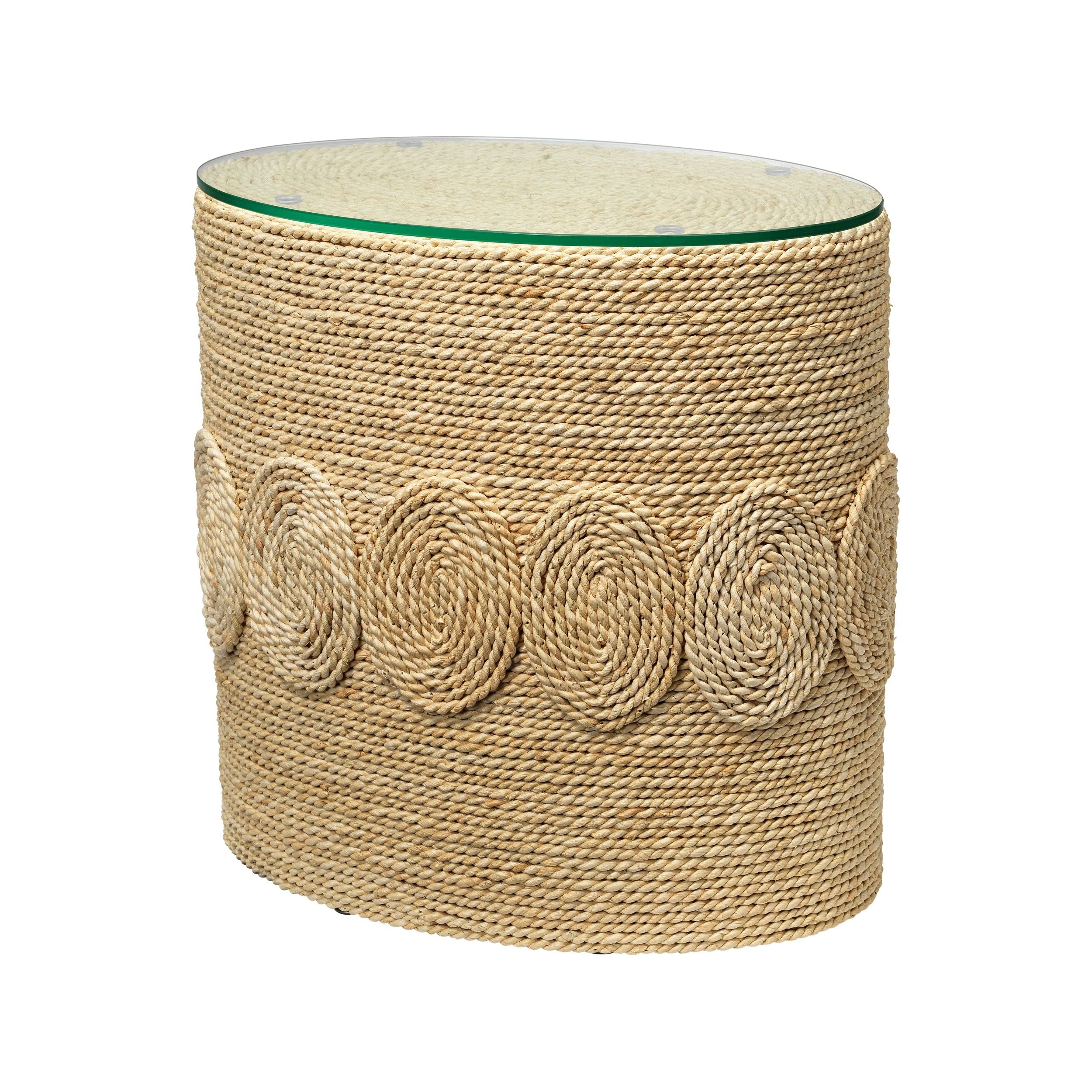 Barbados Oval Corn-Straw Side Table by Jamie Young
