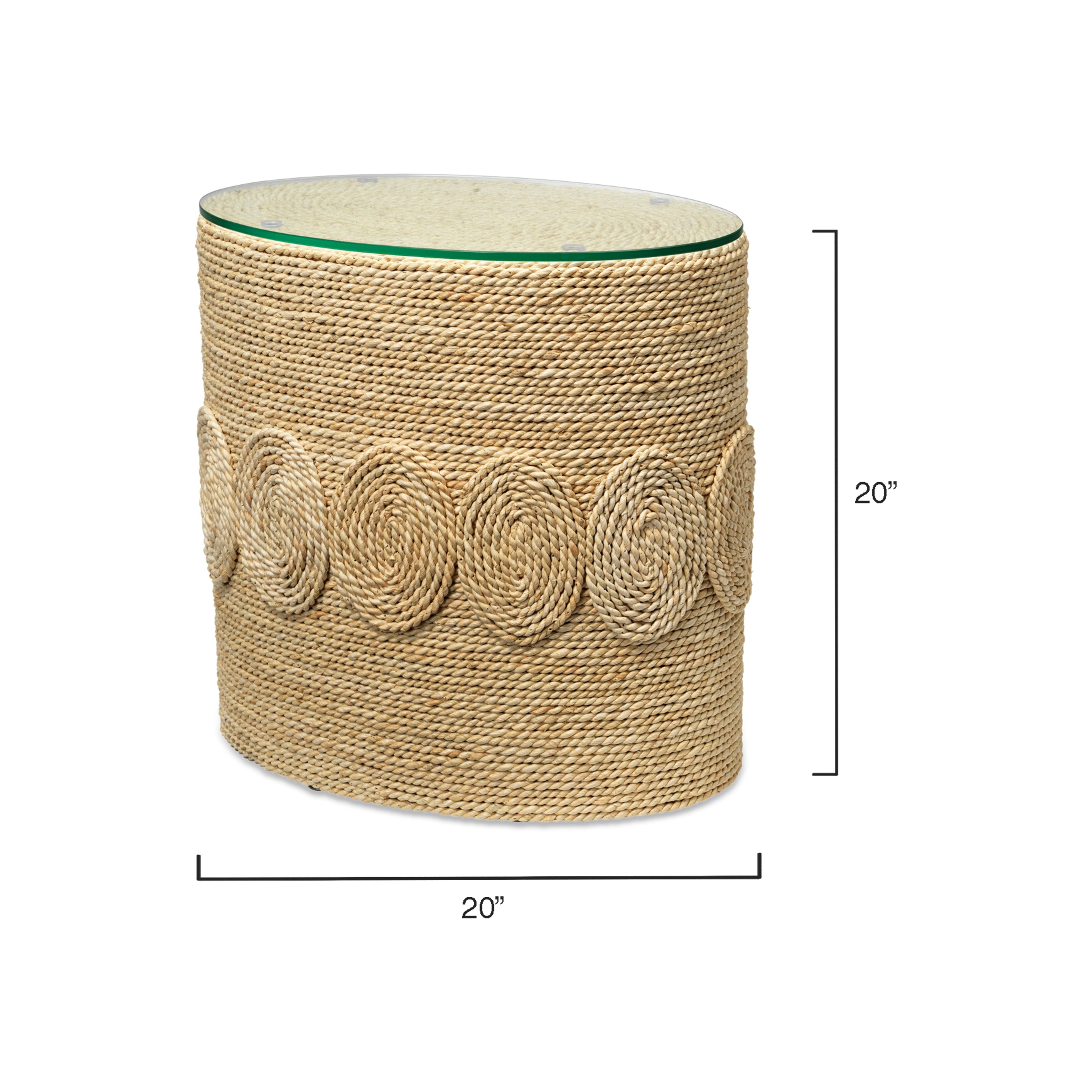 Barbados Oval Corn-Straw Side Table by Jamie Young