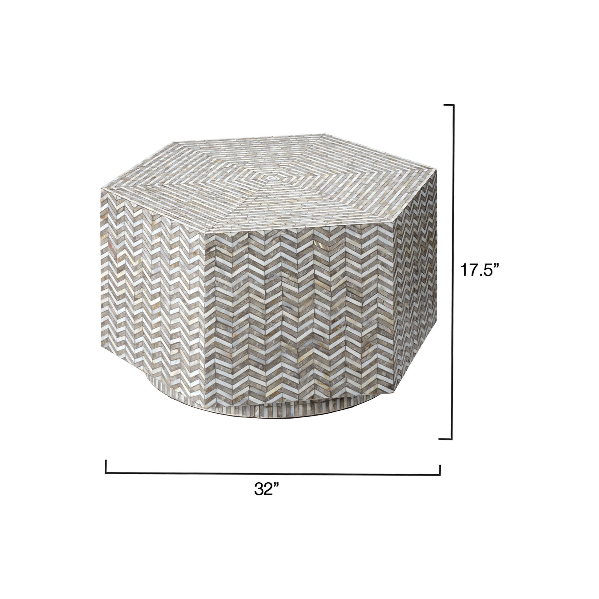 Brando Mother of Pearl Hexagon Coffee Table by Jamie Young