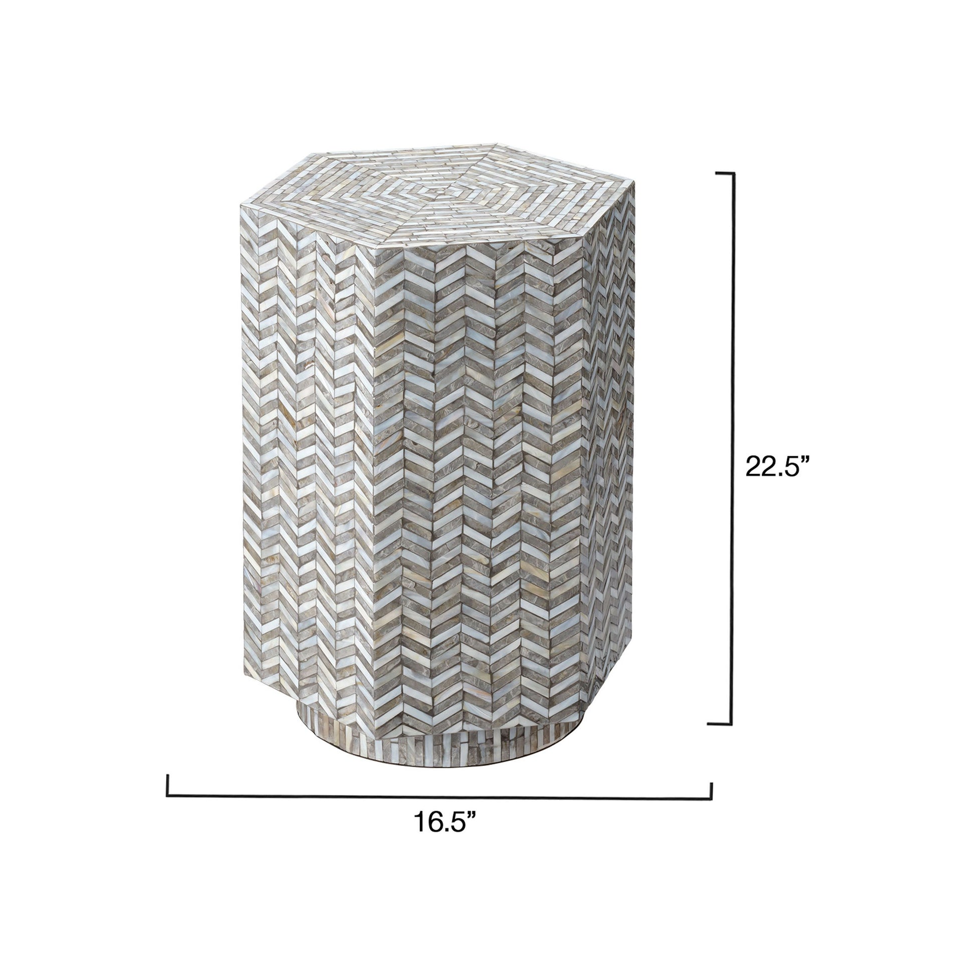 Brando Mother of Pearl Textured Hexagon Side Table by Jamie Young