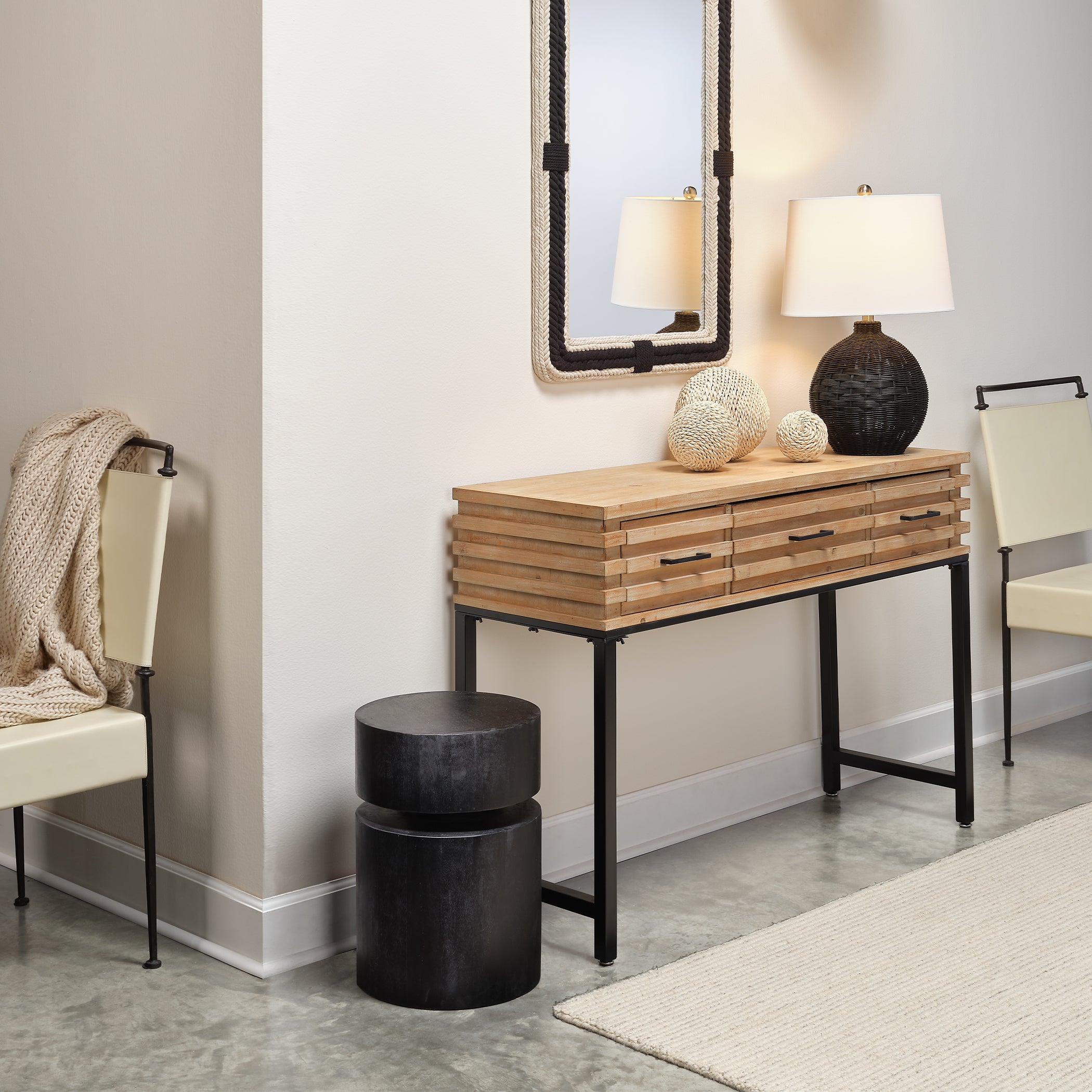 Dylan Wood Round Side Table by Jamie Young
