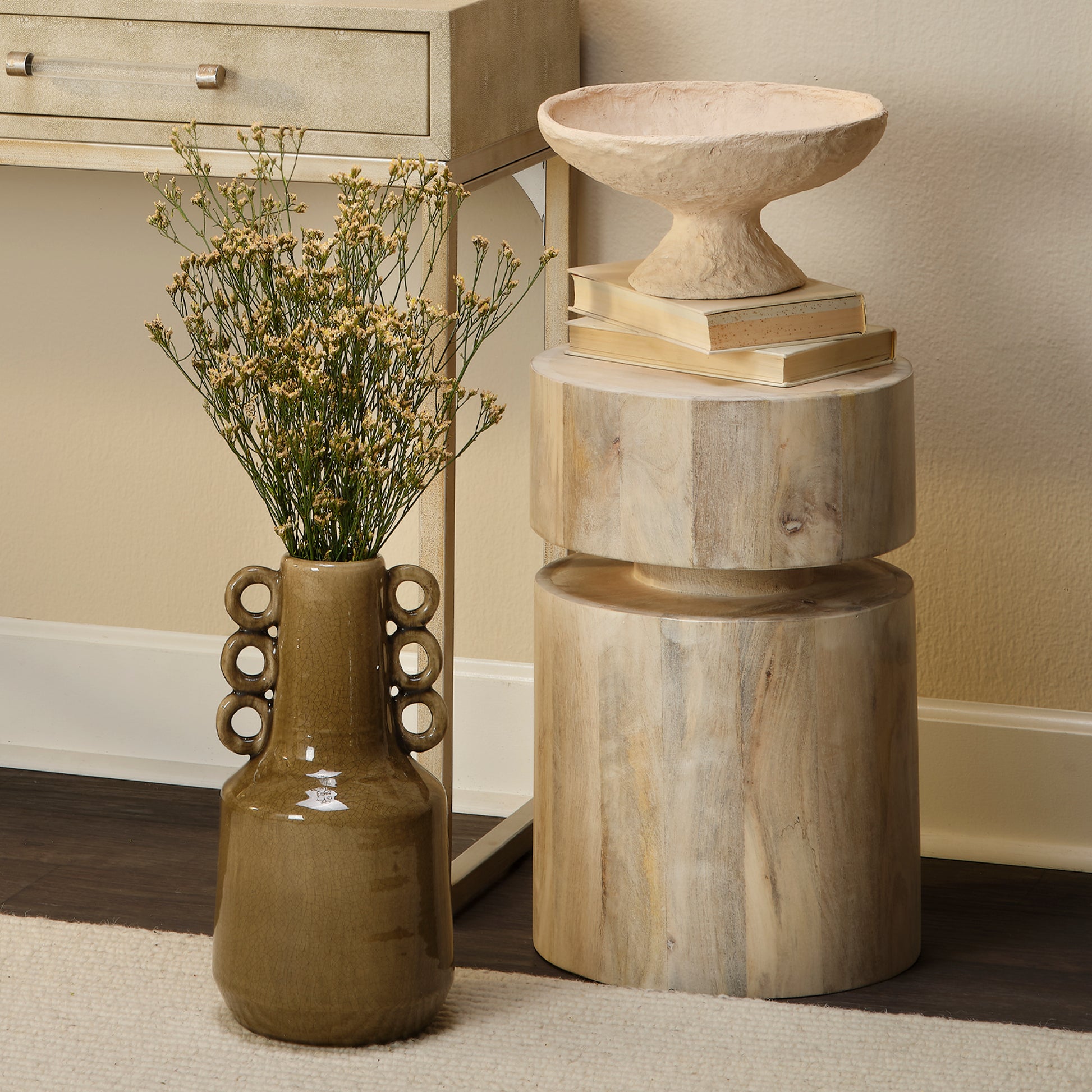 Dylan Wood Round Side Table by Jamie Young