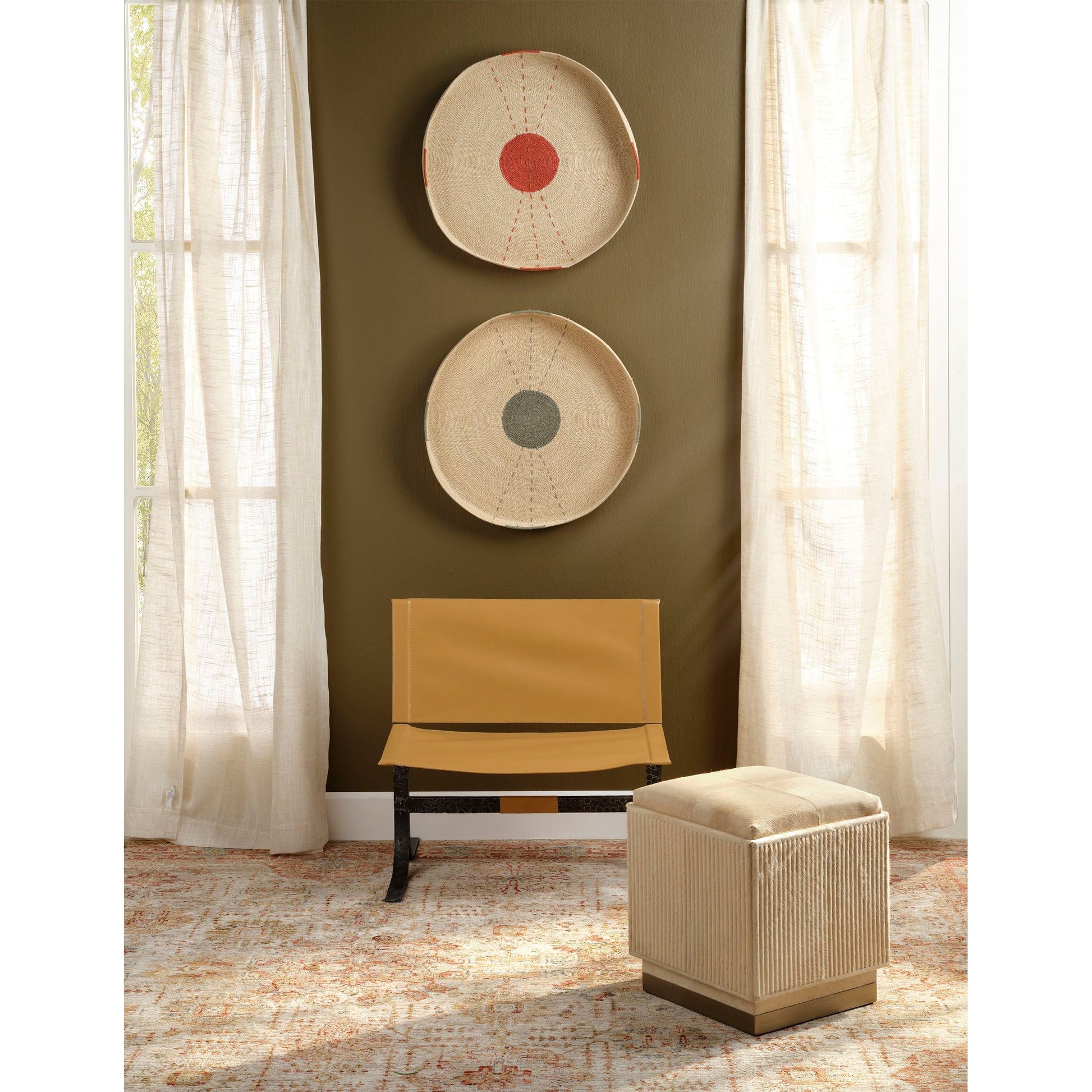 Easton Hide Ottoman by Jamie Young