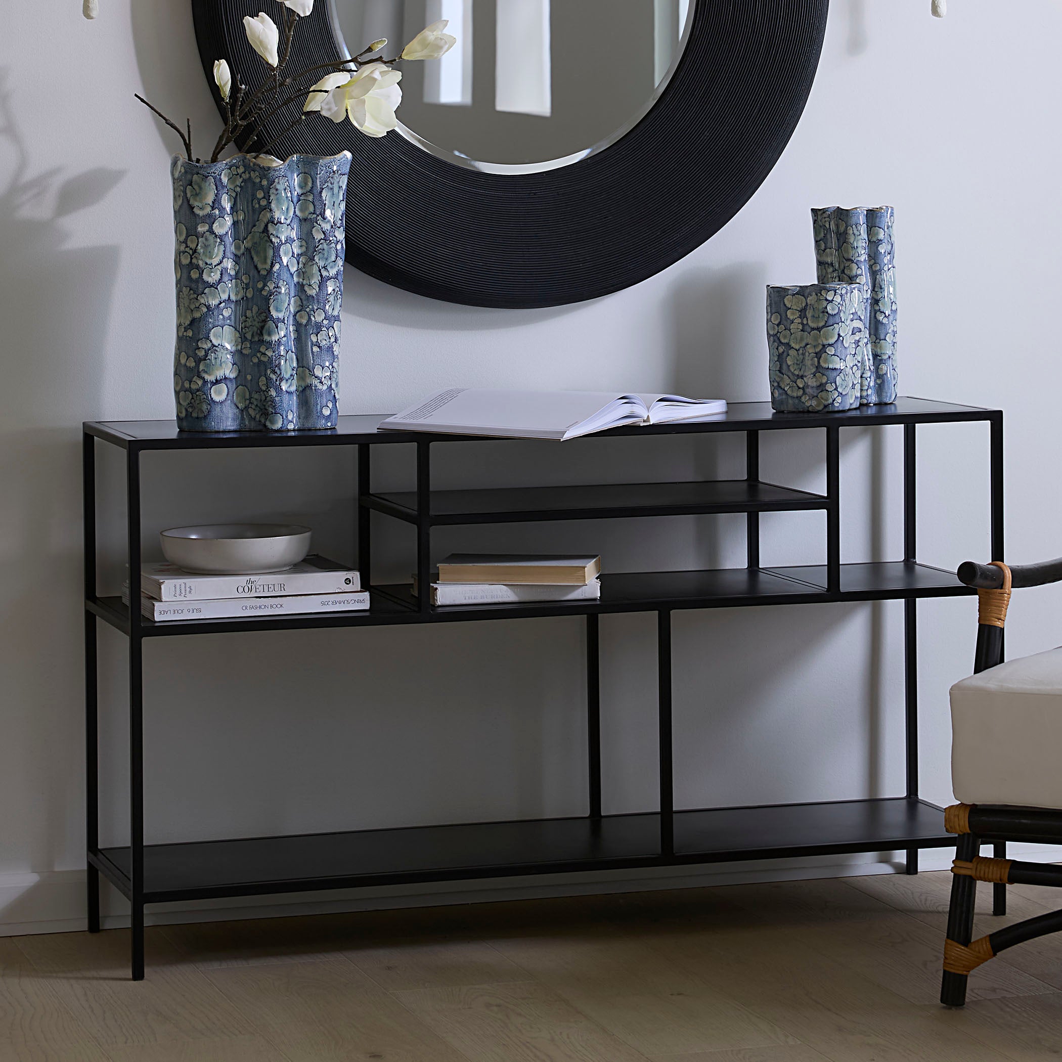Element Shelved Console Iron Table by Jamie Young