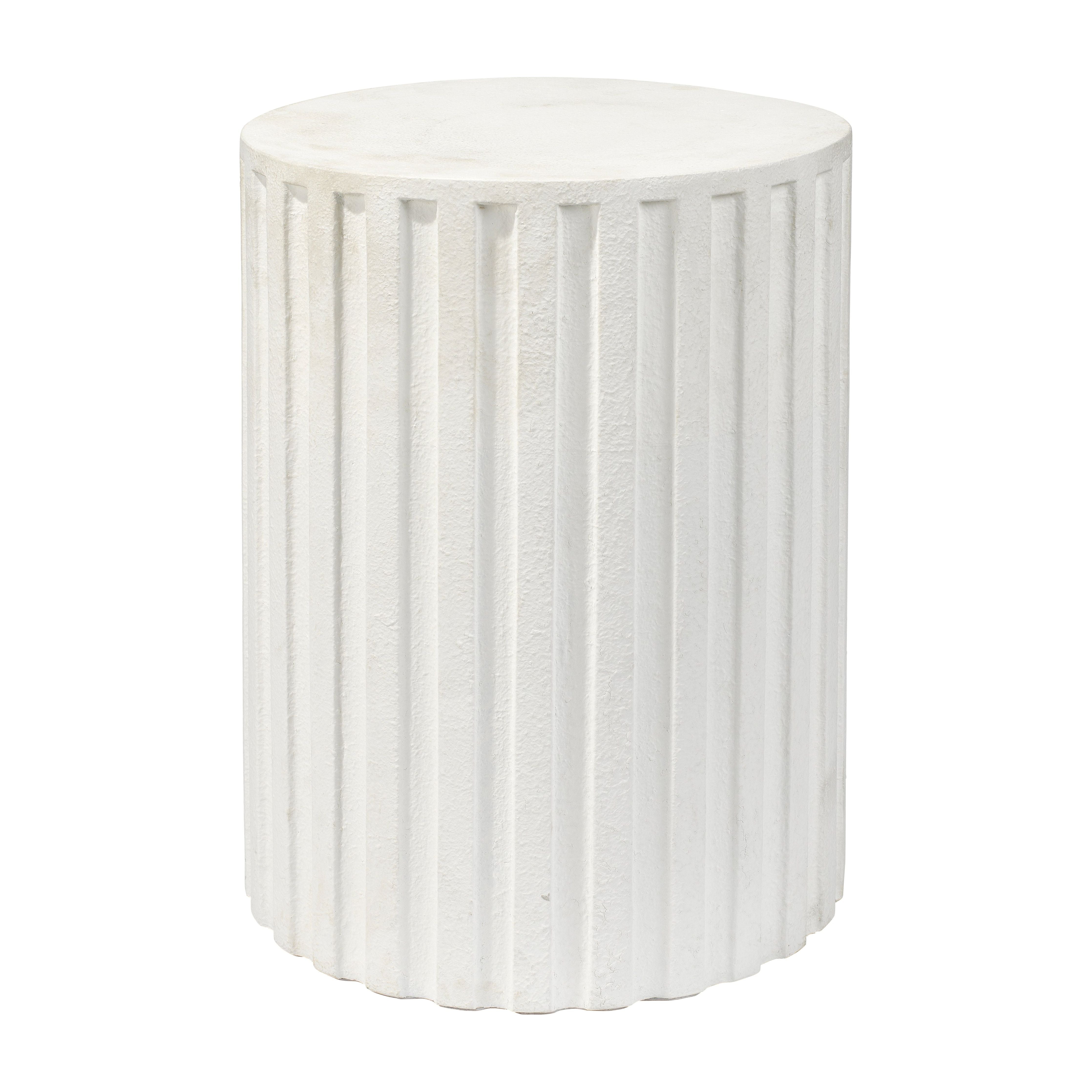 Flutted Cement Side Table, White by Jamie Young