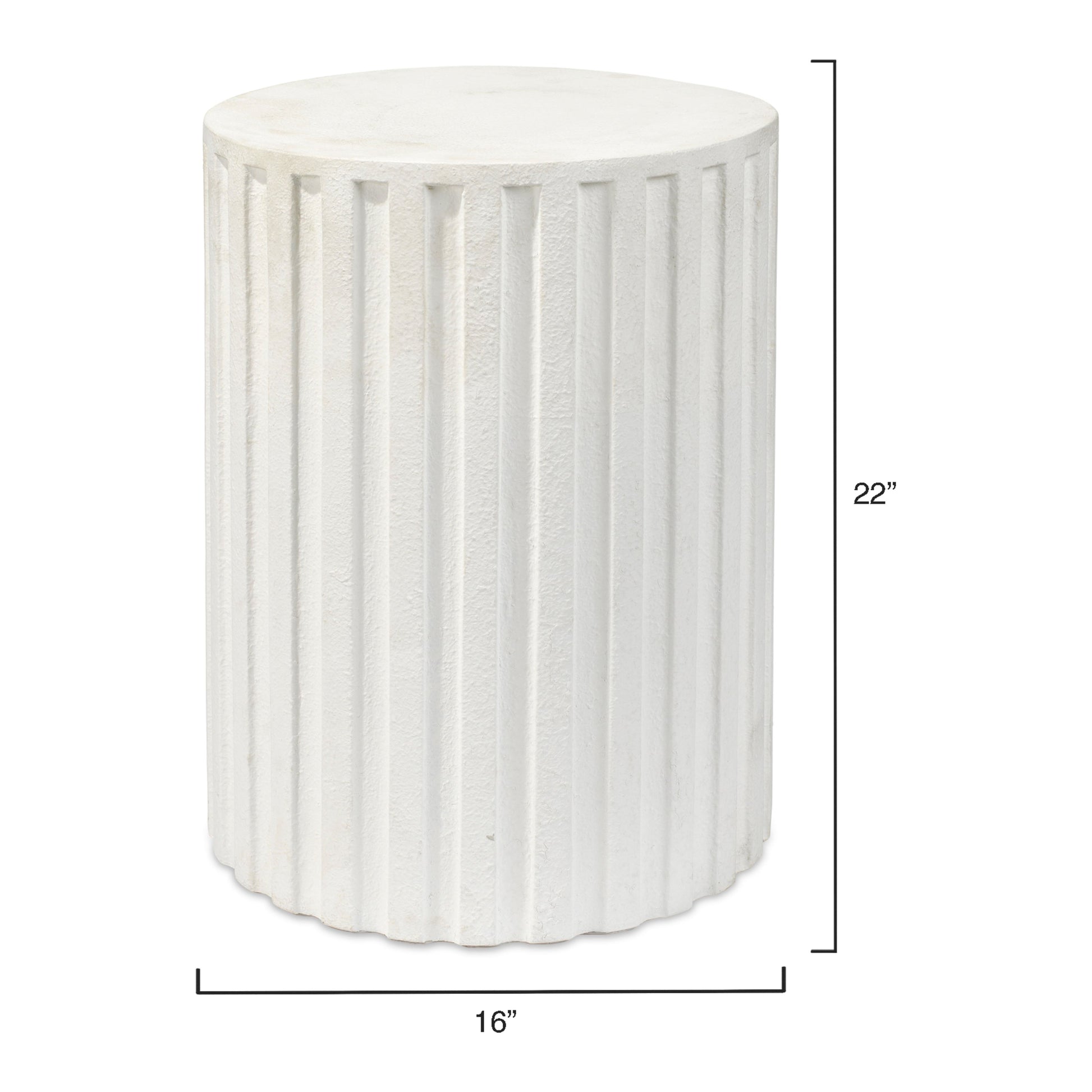 Flutted Cement Side Table, White by Jamie Young
