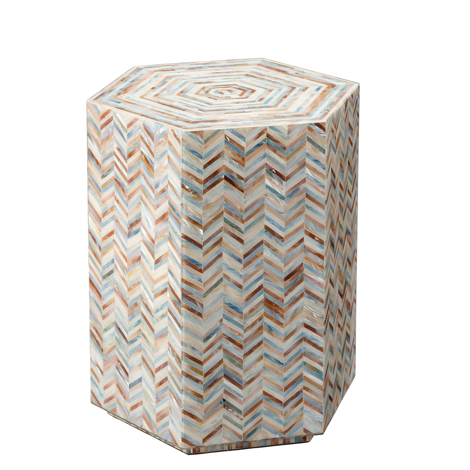 Hepburn Mother of Pearl Hexagon Side Table by Jamie Young