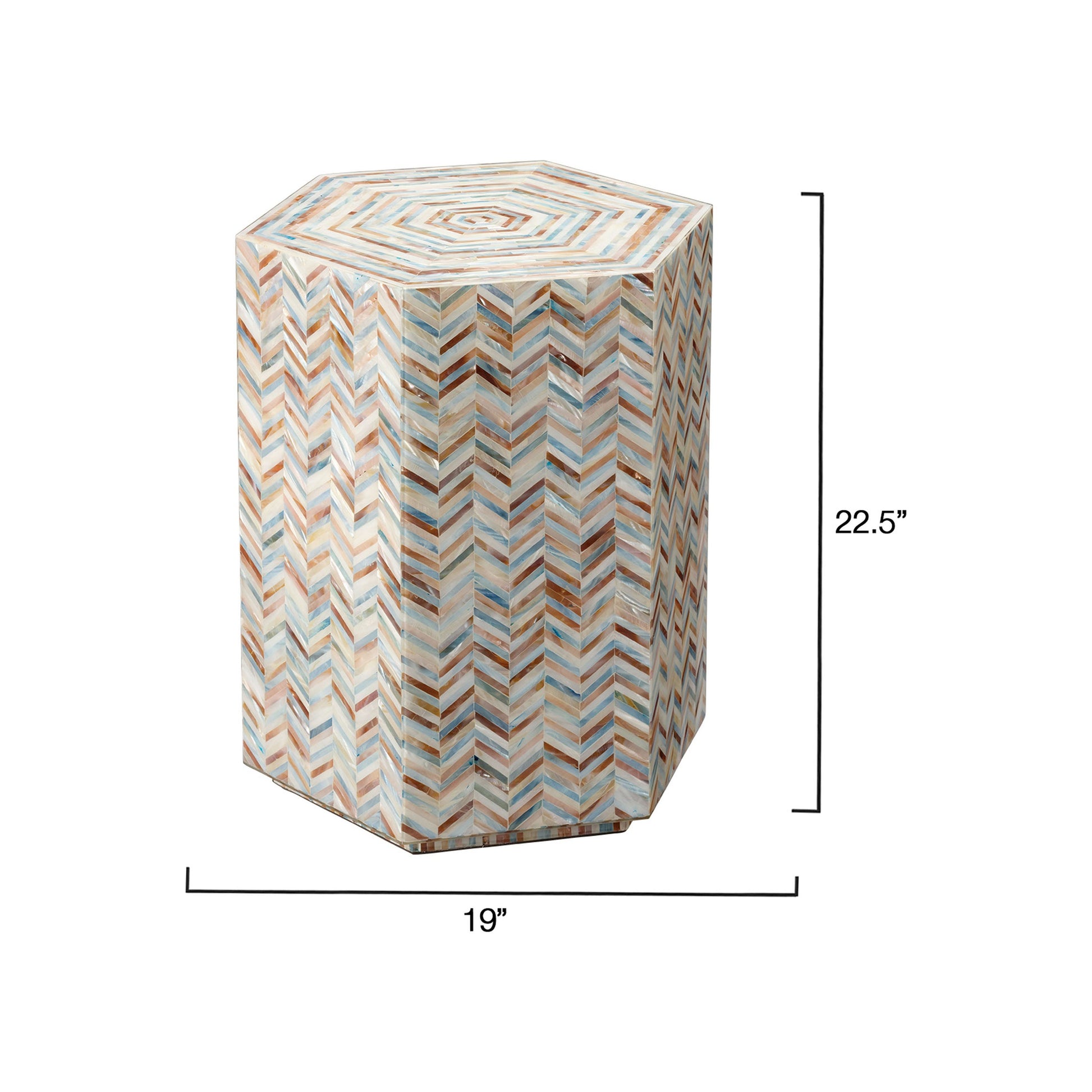 Hepburn Mother of Pearl Hexagon Side Table by Jamie Young