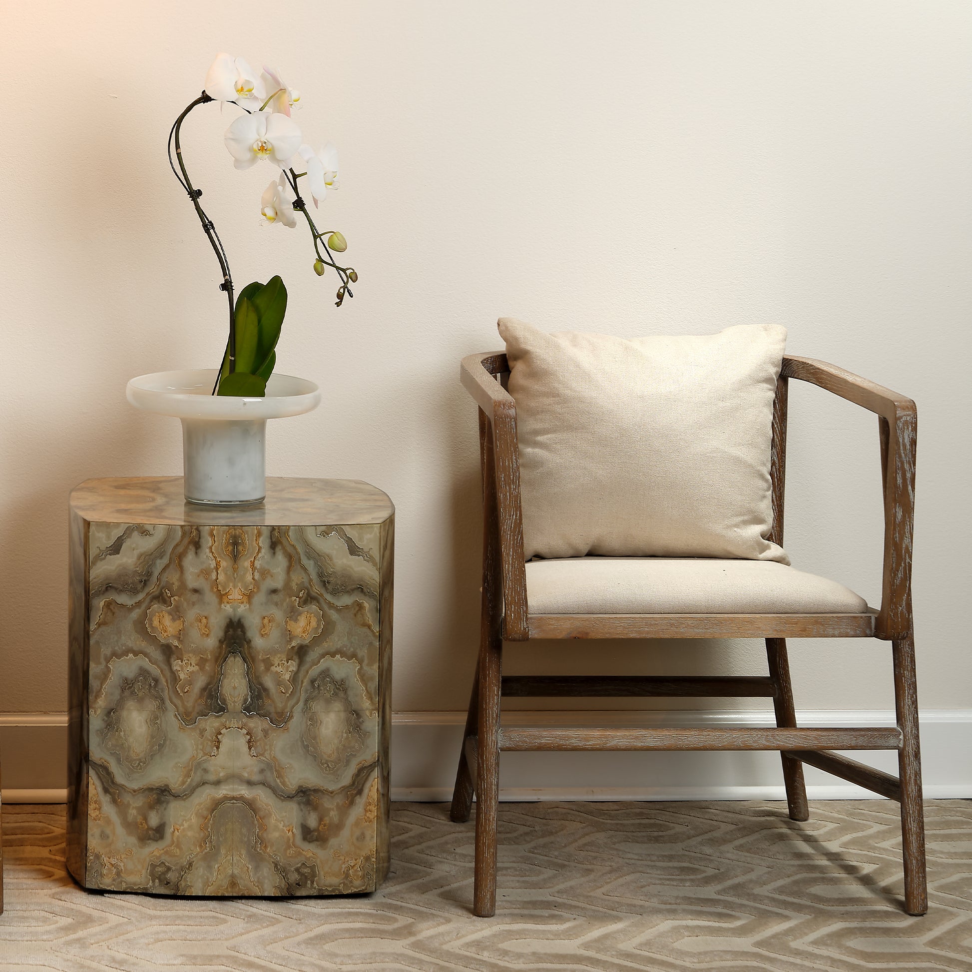 Ink Blot Faux Marble Side Table, Cream by Jamie Young