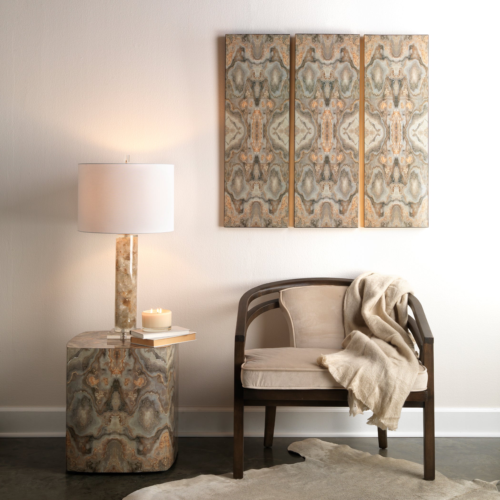 Ink Blot Faux Marble Side Table, Cream by Jamie Young
