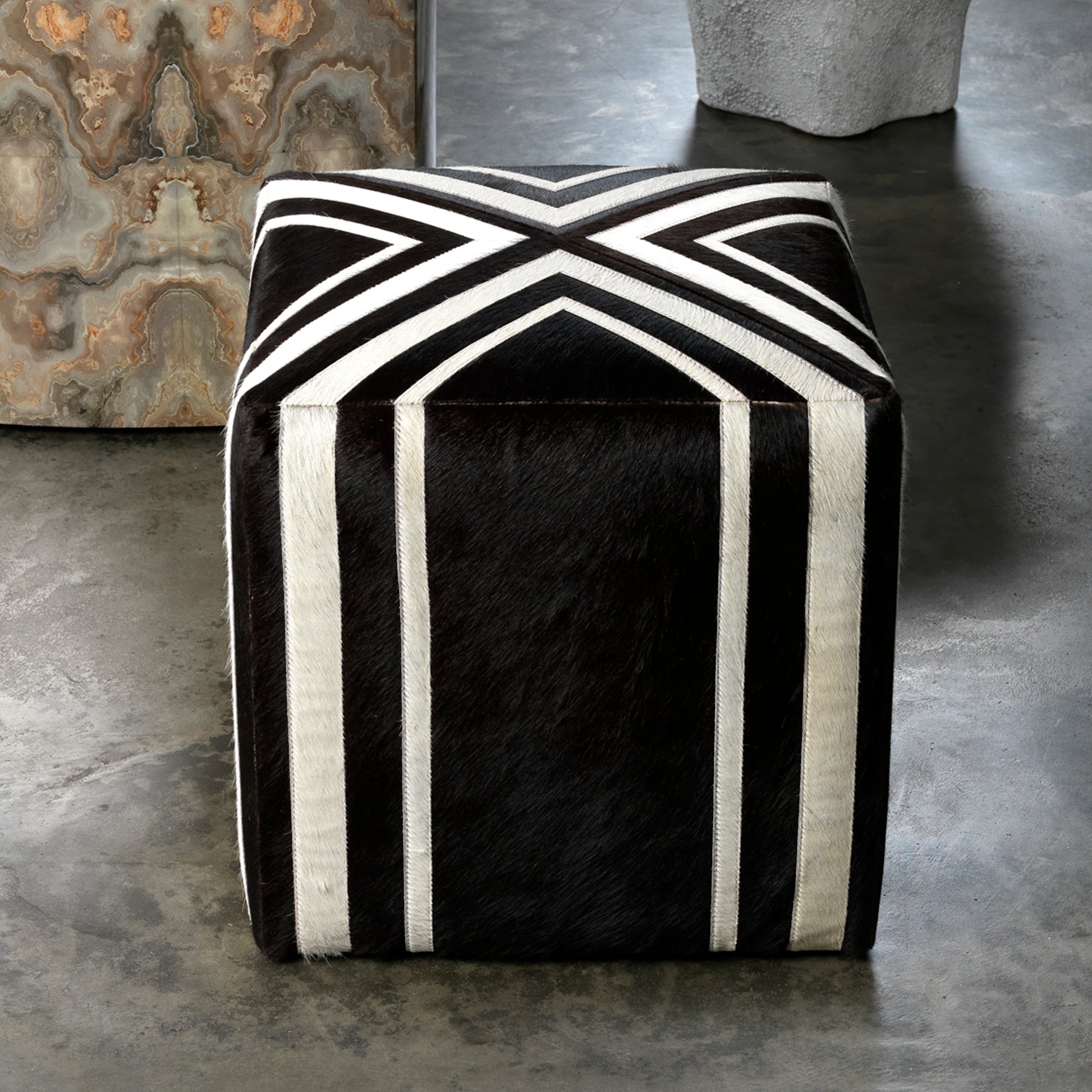 Nantucket Criss Cross Hide Ottoman by Jamie Young