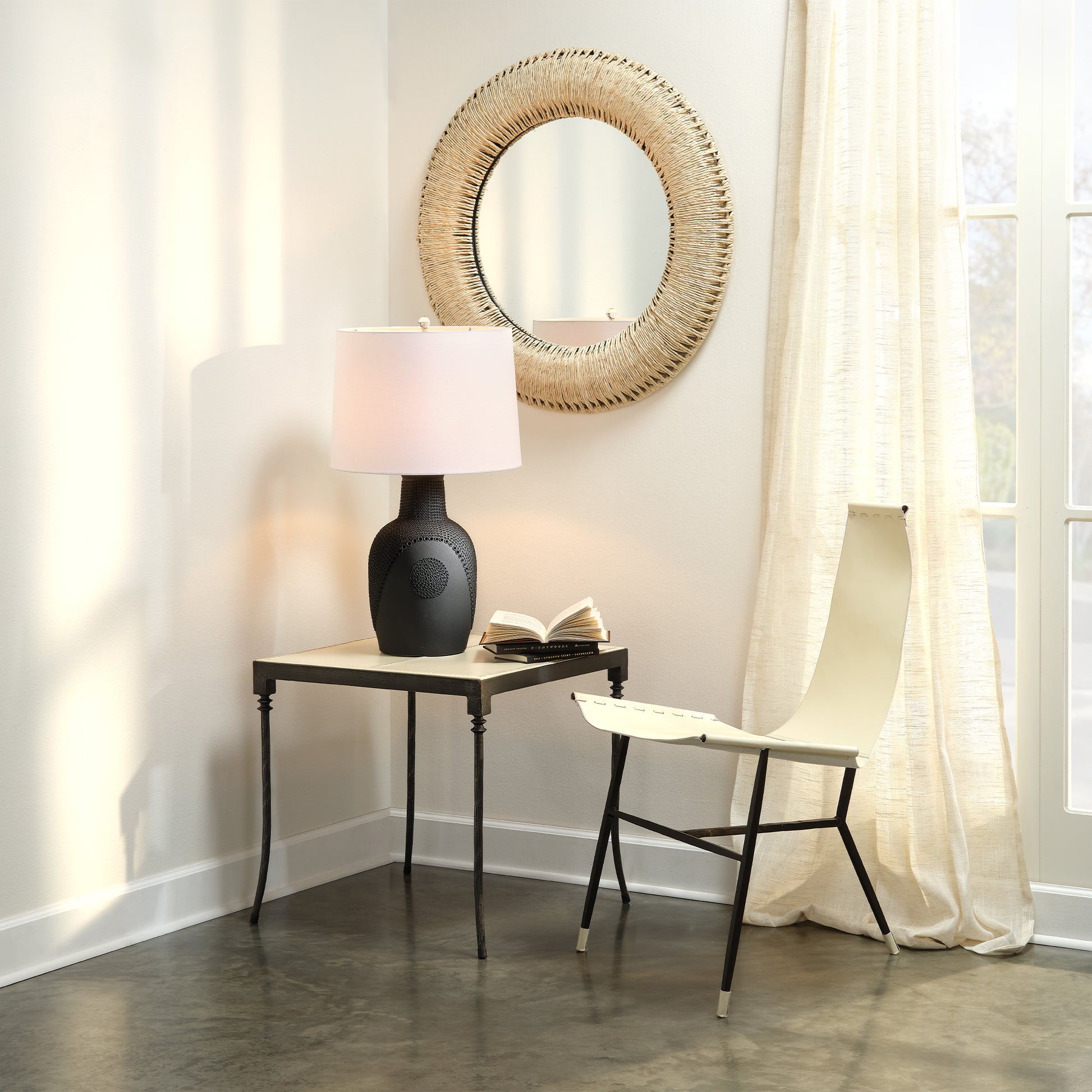 Nevado Leather Side Table by Jamie Young