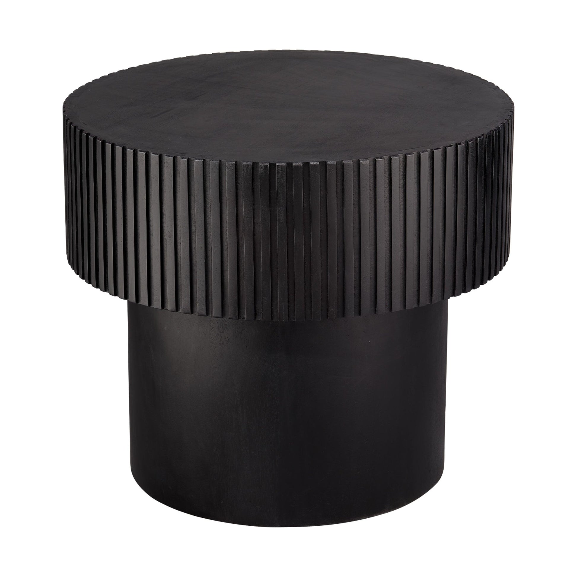 Notch Mango Wood Round Side Table Black by Jamie Young