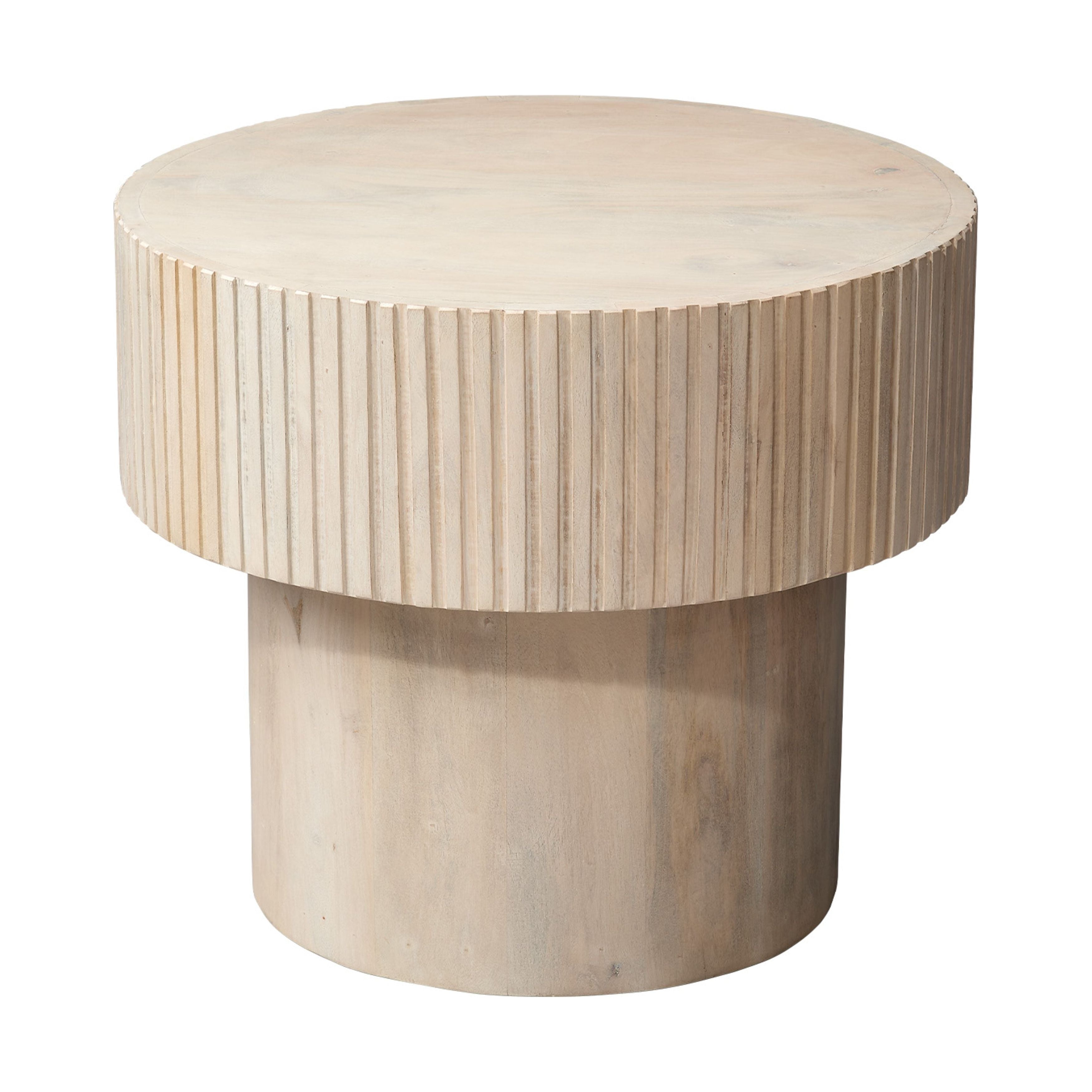 Notch Mango Wood Round Side Table White Bleach by Jamie Young