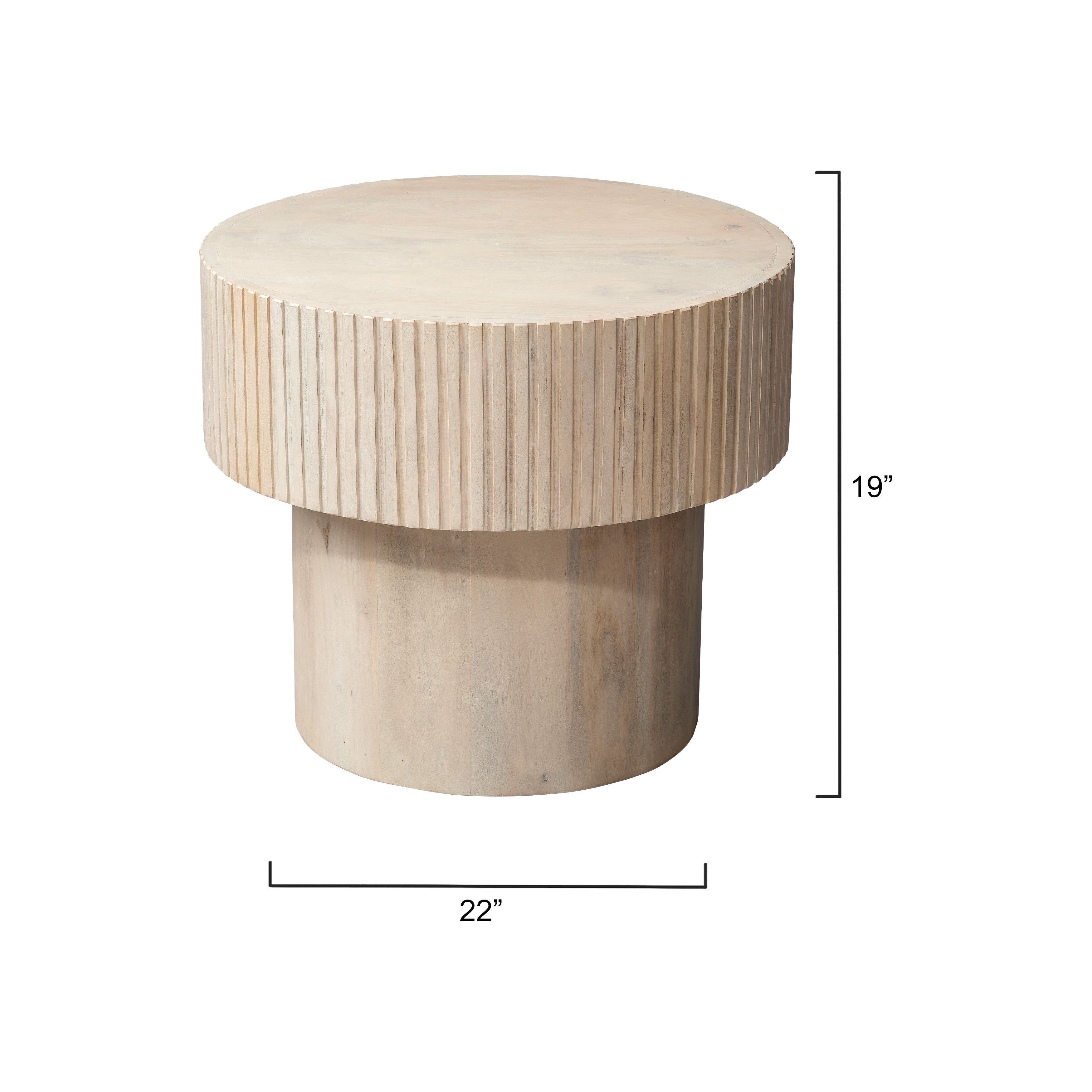 Notch Mango Wood Round Side Table by Jamie Young