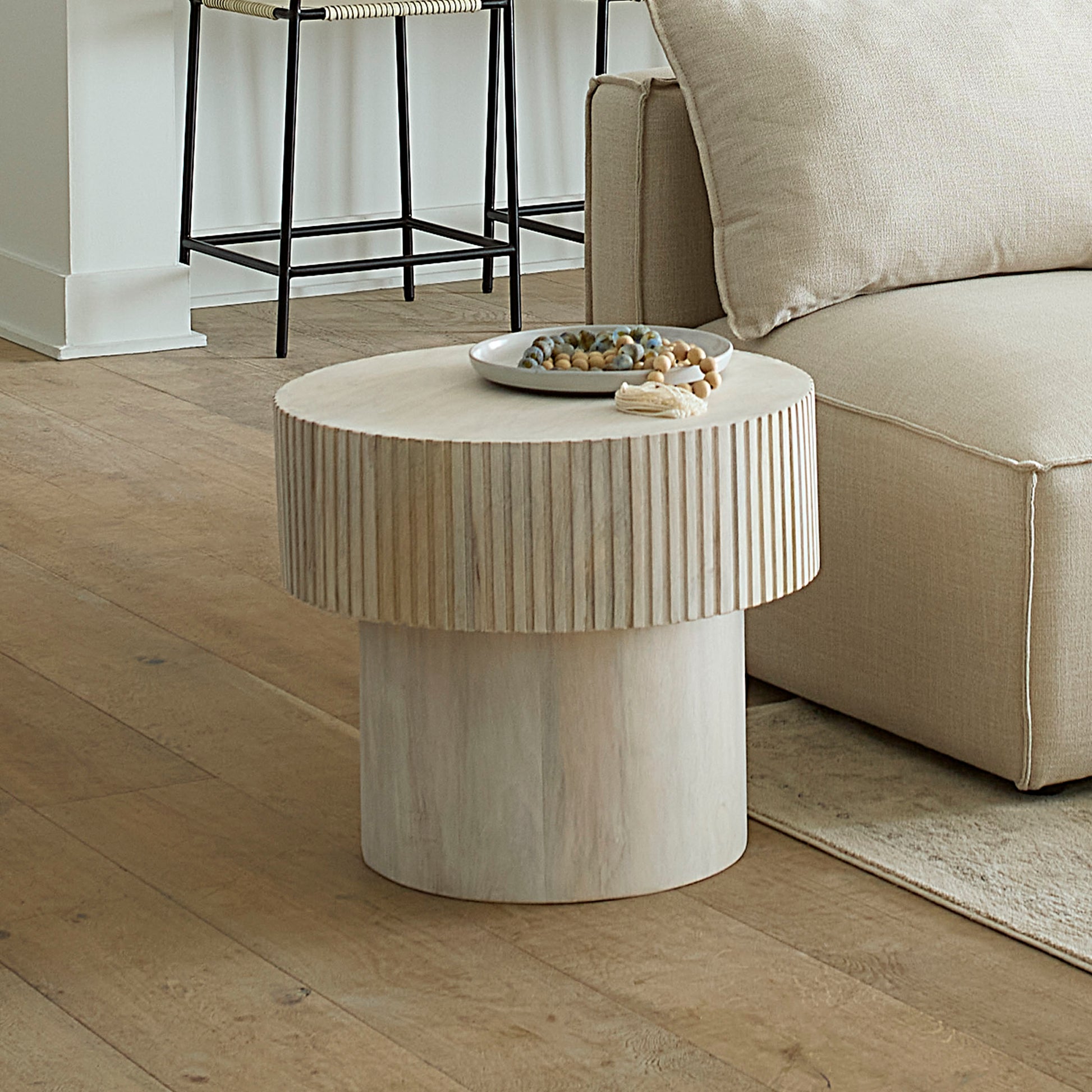 Notch Mango Wood Round Side Table by Jamie Young