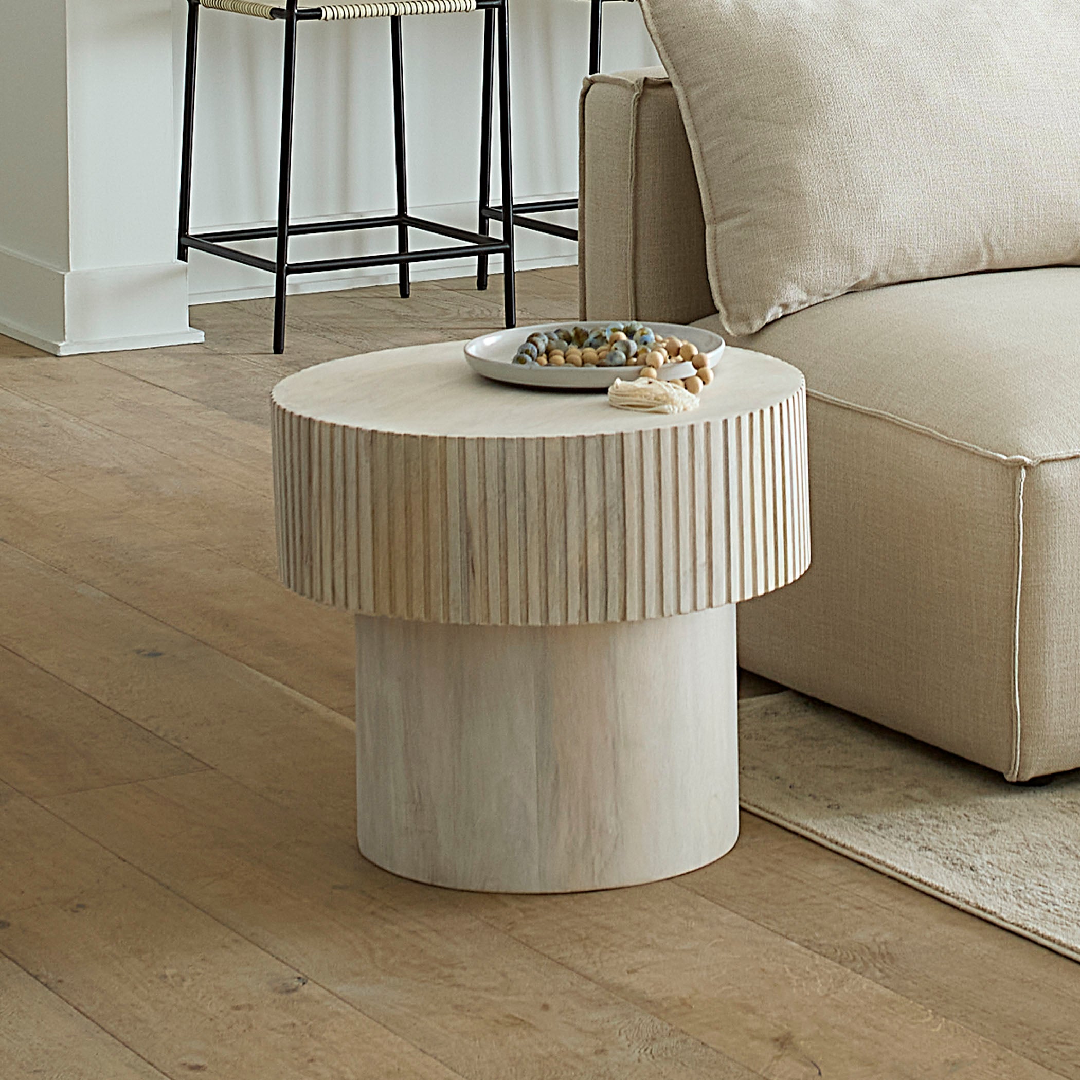 Notch Mango Wood Round Side Table by Jamie Young