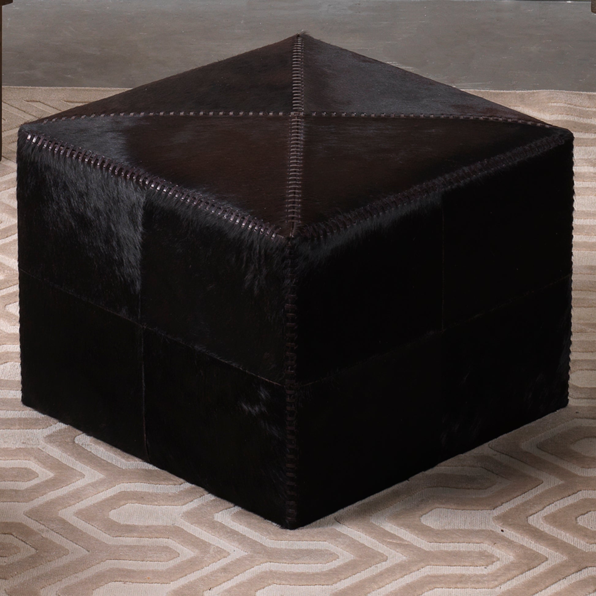 Espresso Hair on Hide Ottoman by Jamie Young