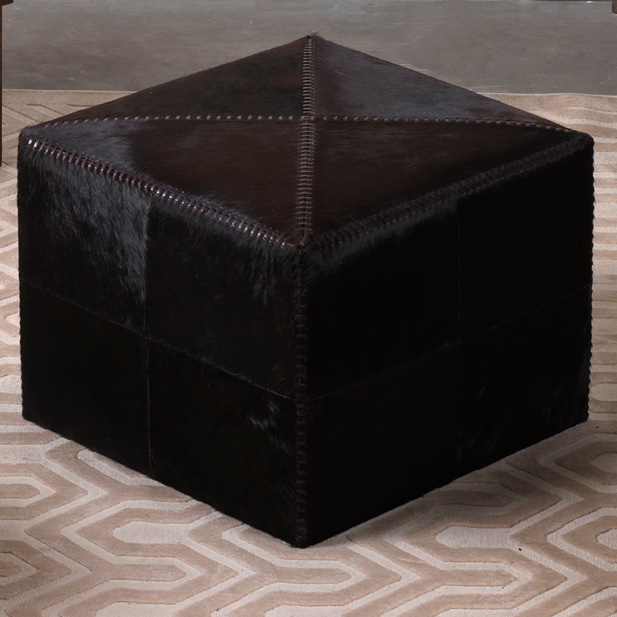 Espresso Hair on Hide Ottoman by Jamie Young