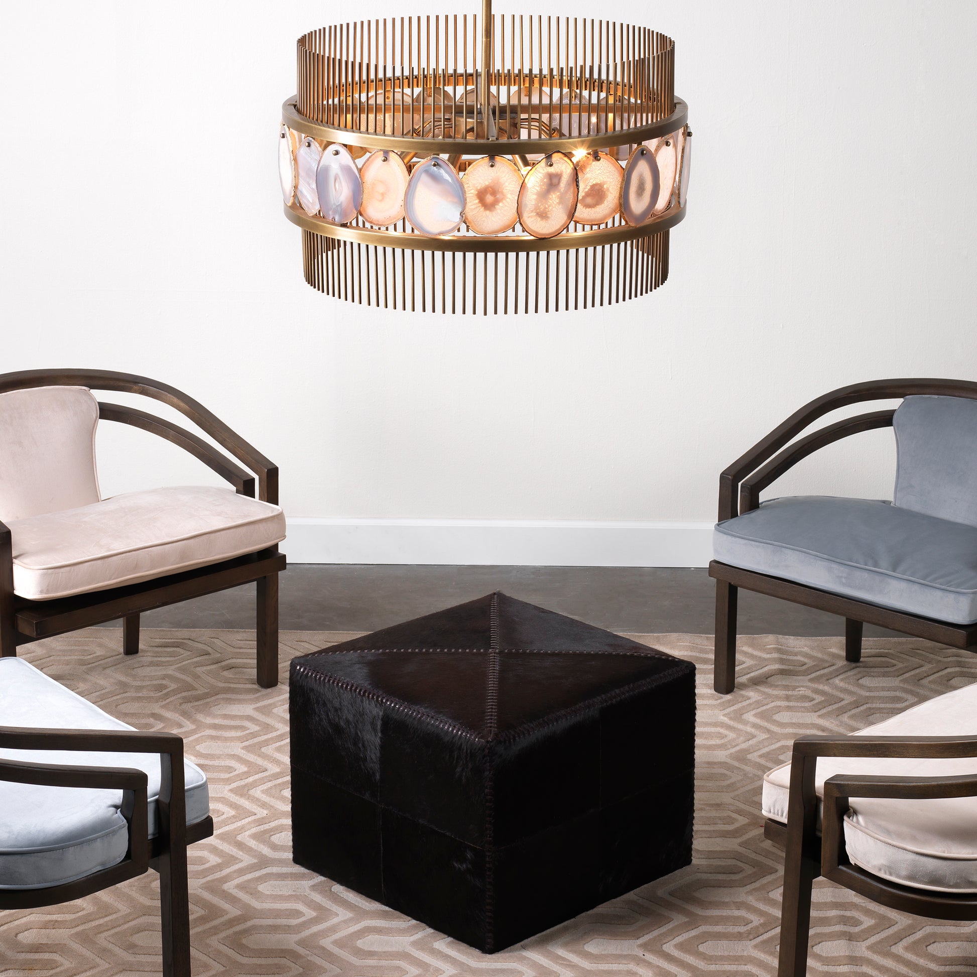 Espresso Hair on Hide Ottoman by Jamie Young