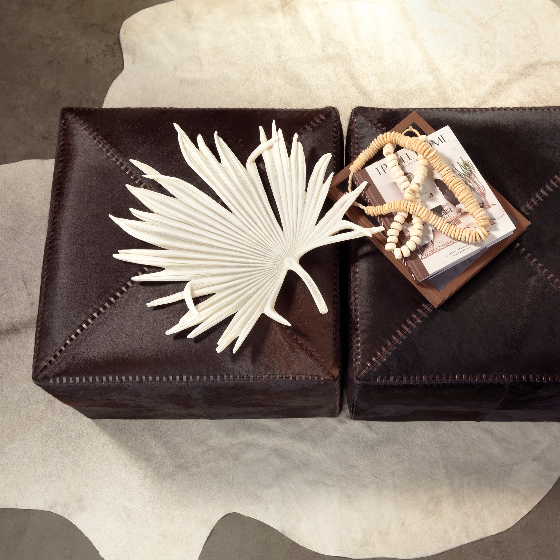 Espresso Hair on Hide Ottoman by Jamie Young