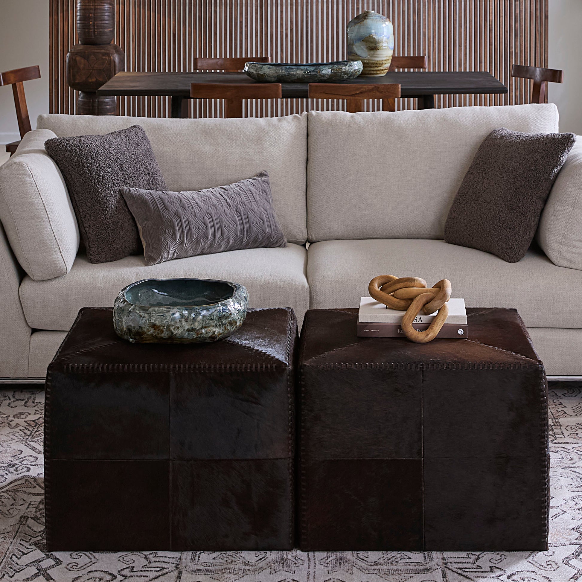 Espresso Hair on Hide Ottoman by Jamie Young