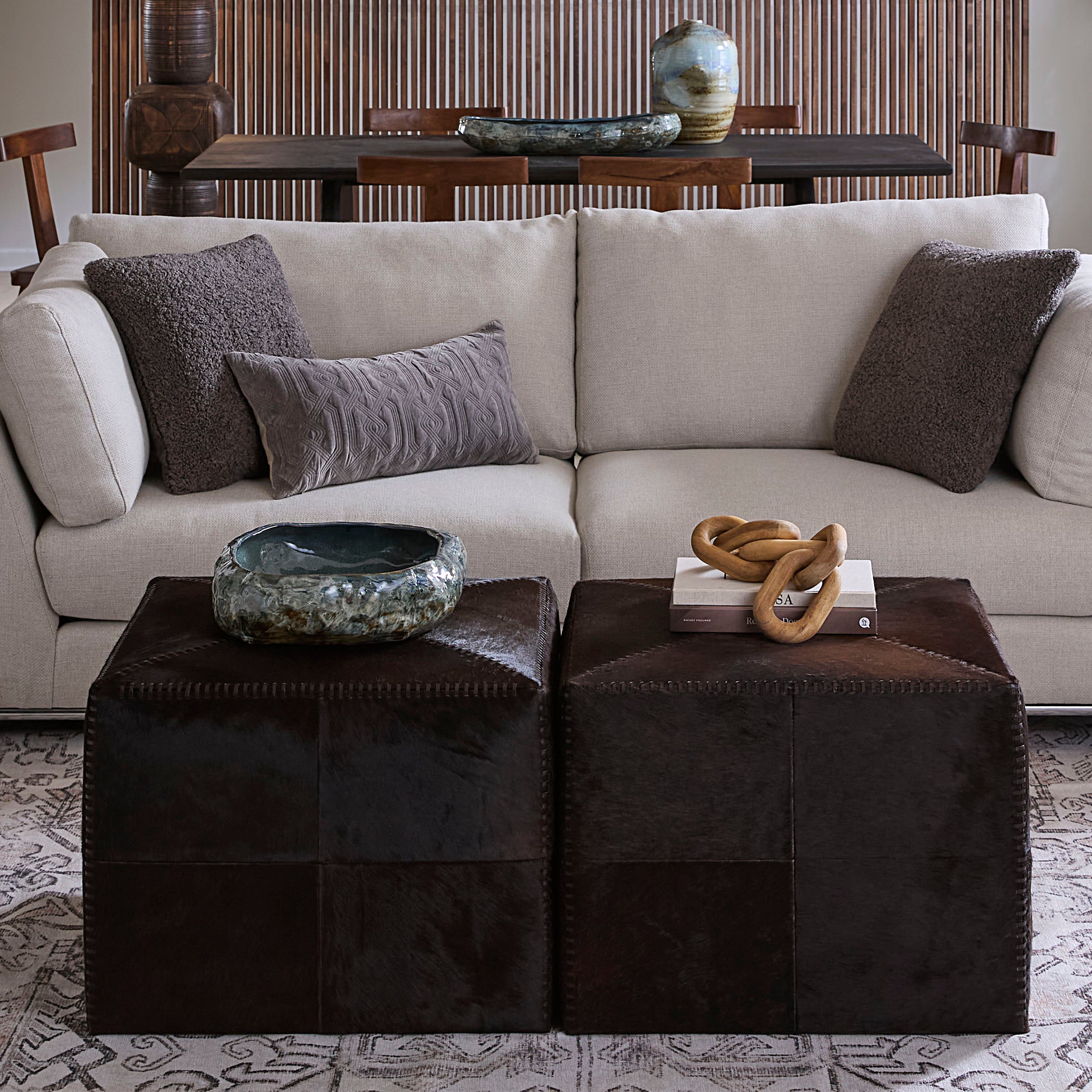 Espresso Hair on Hide Ottoman by Jamie Young