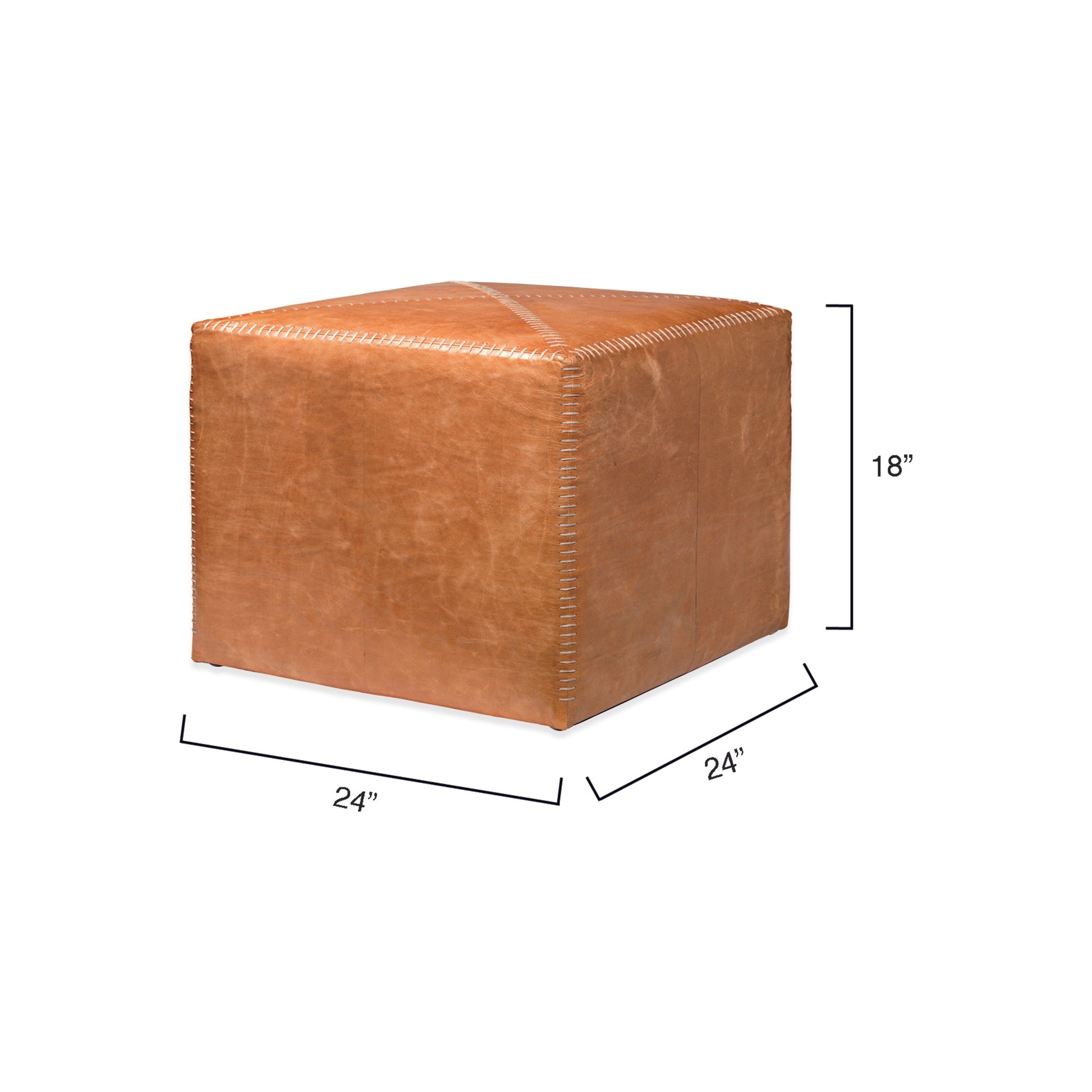 Buff Leather Ottoman by Jamie Young