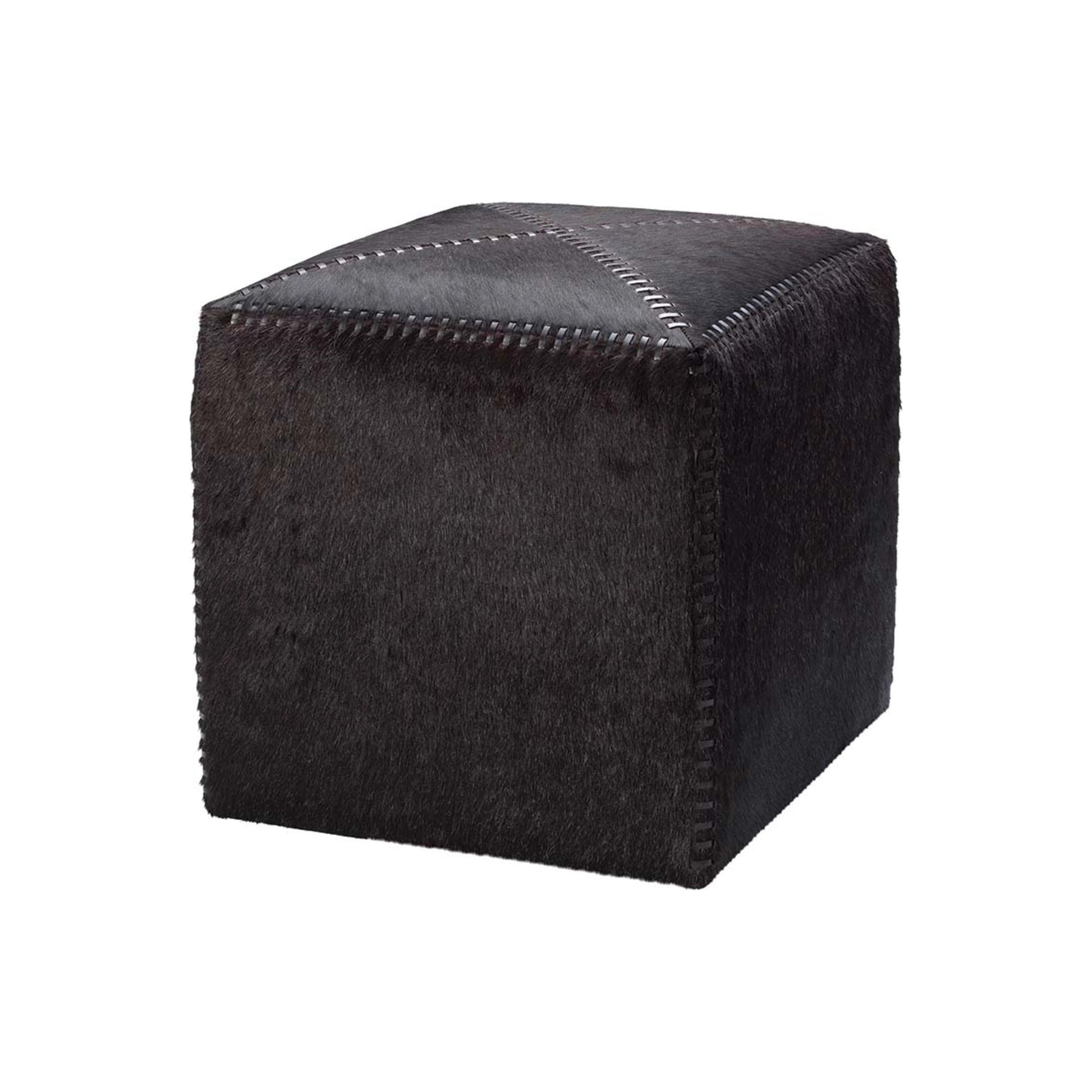 Espresso Hair on Hide Ottoman Small by Jamie Young