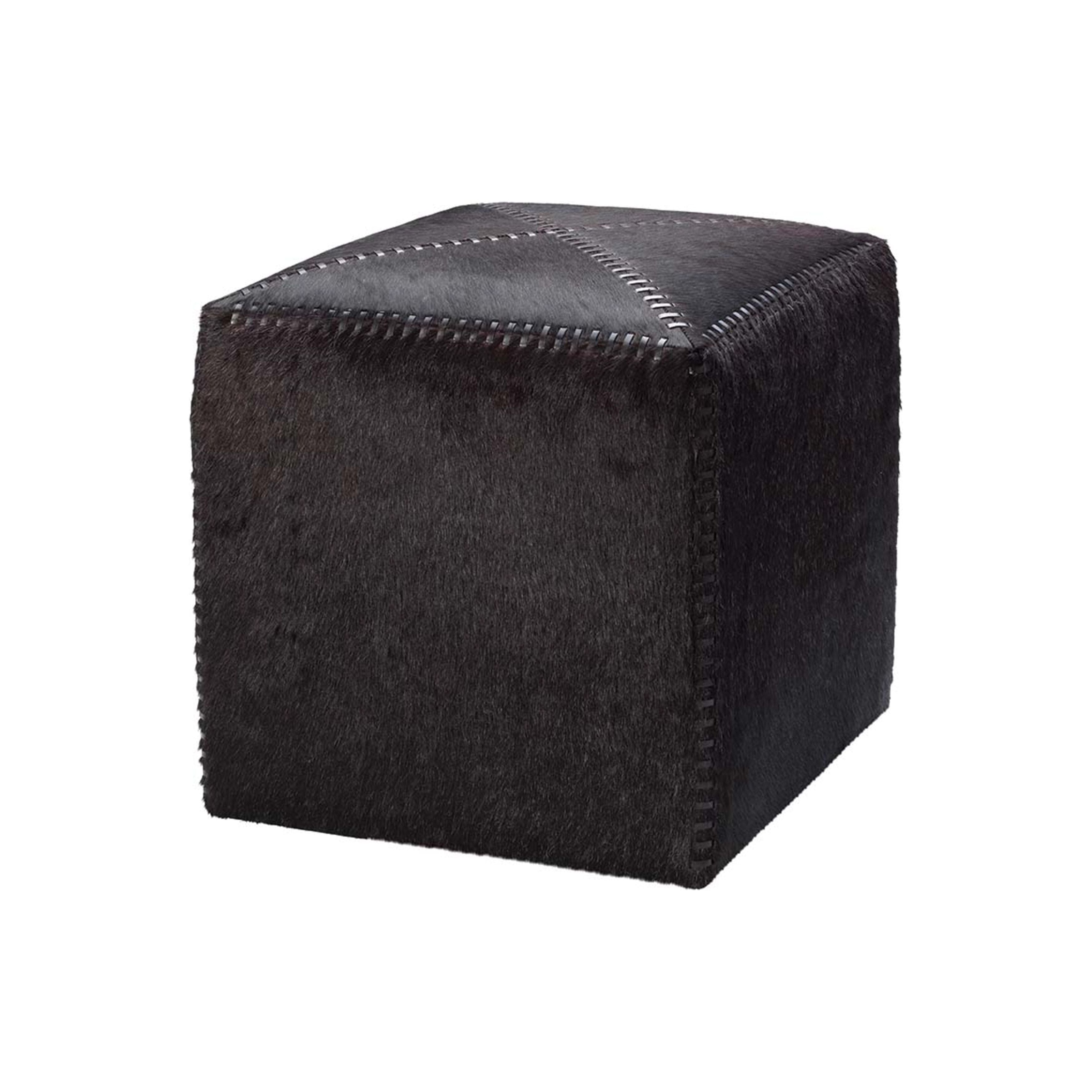 Espresso Hair on Hide Ottoman Small by Jamie Young