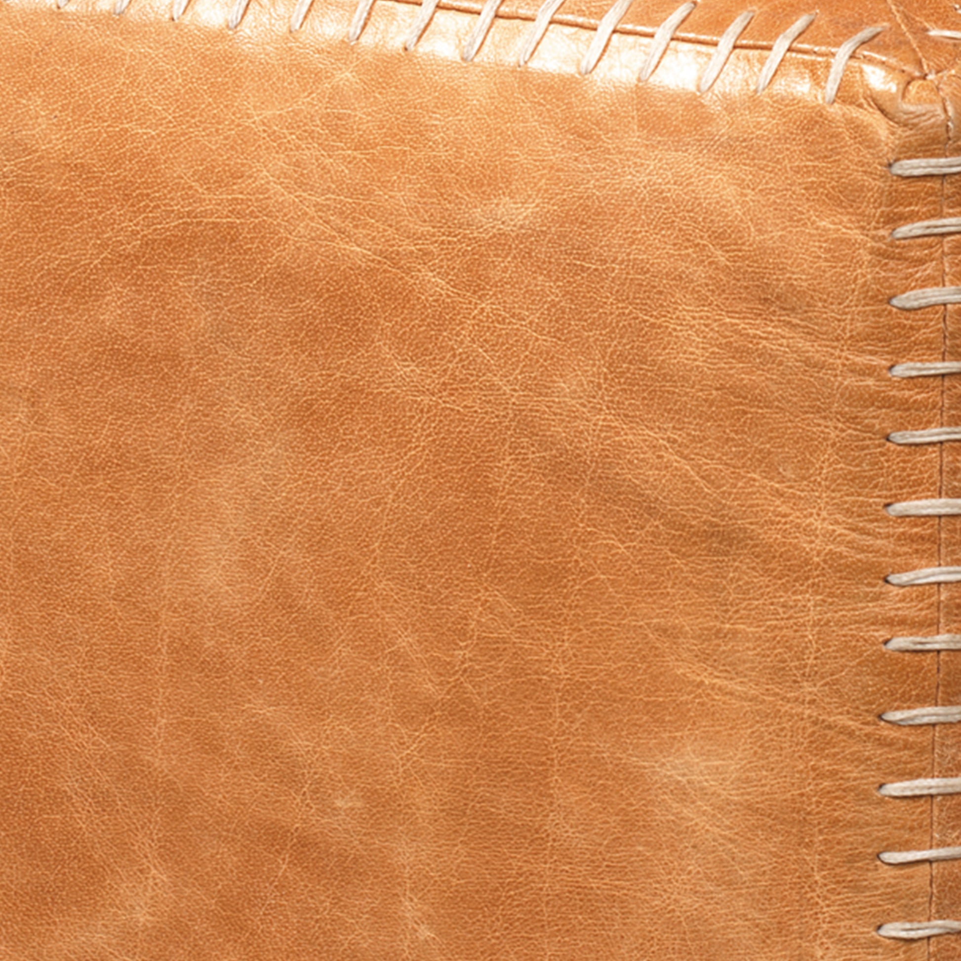 Buff Leather Ottoman by Jamie Young
